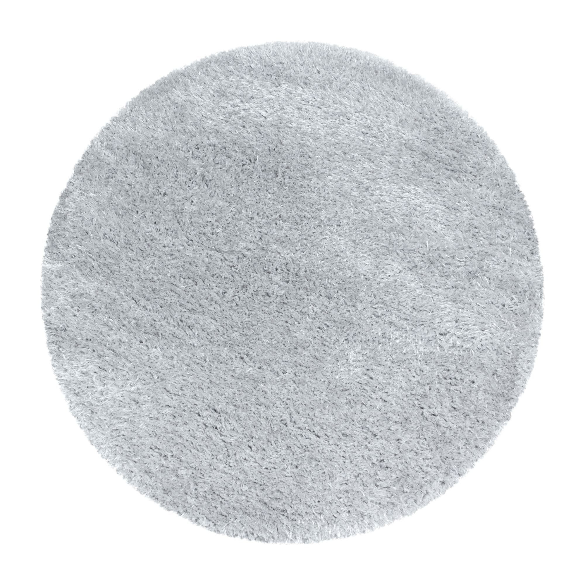 Hochflor-Teppich Unicolor - Einfarbig, Carpetsale24, Rund, Höhe: 50 mm, Teppich Wohnzimmer Shaggy Einfarbig Flauschig versch. Far. und größ. Silberfarbe