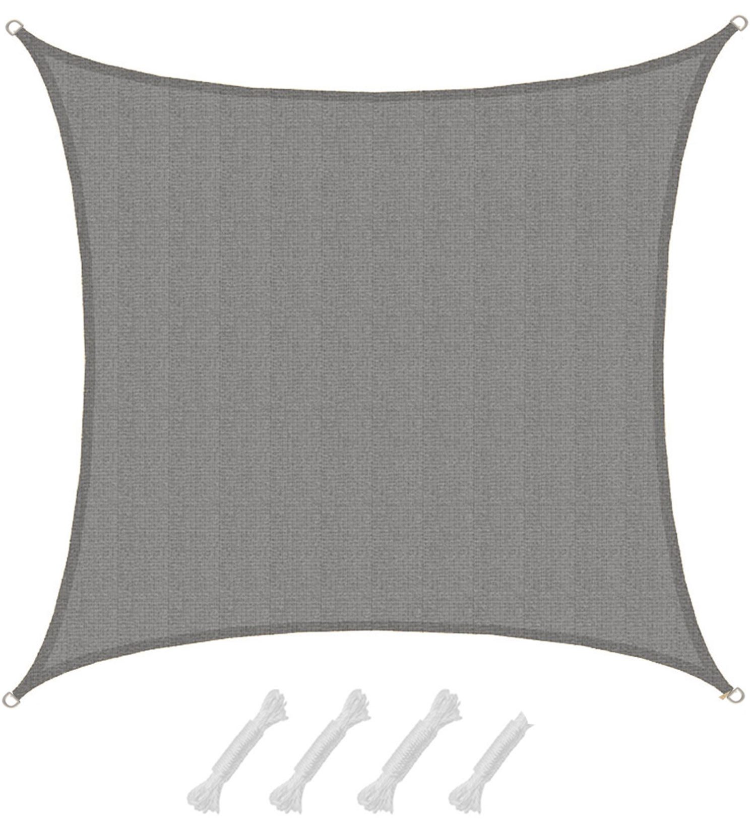 AMANKA Sonnensegel mit UV Schutz - 5 x 5 m Winddurchlässig für Garten, Terrasse & Balkon, Wasserdurchlässiges HDPE Sonnenschutzsegel - Überdachung Quadratisch