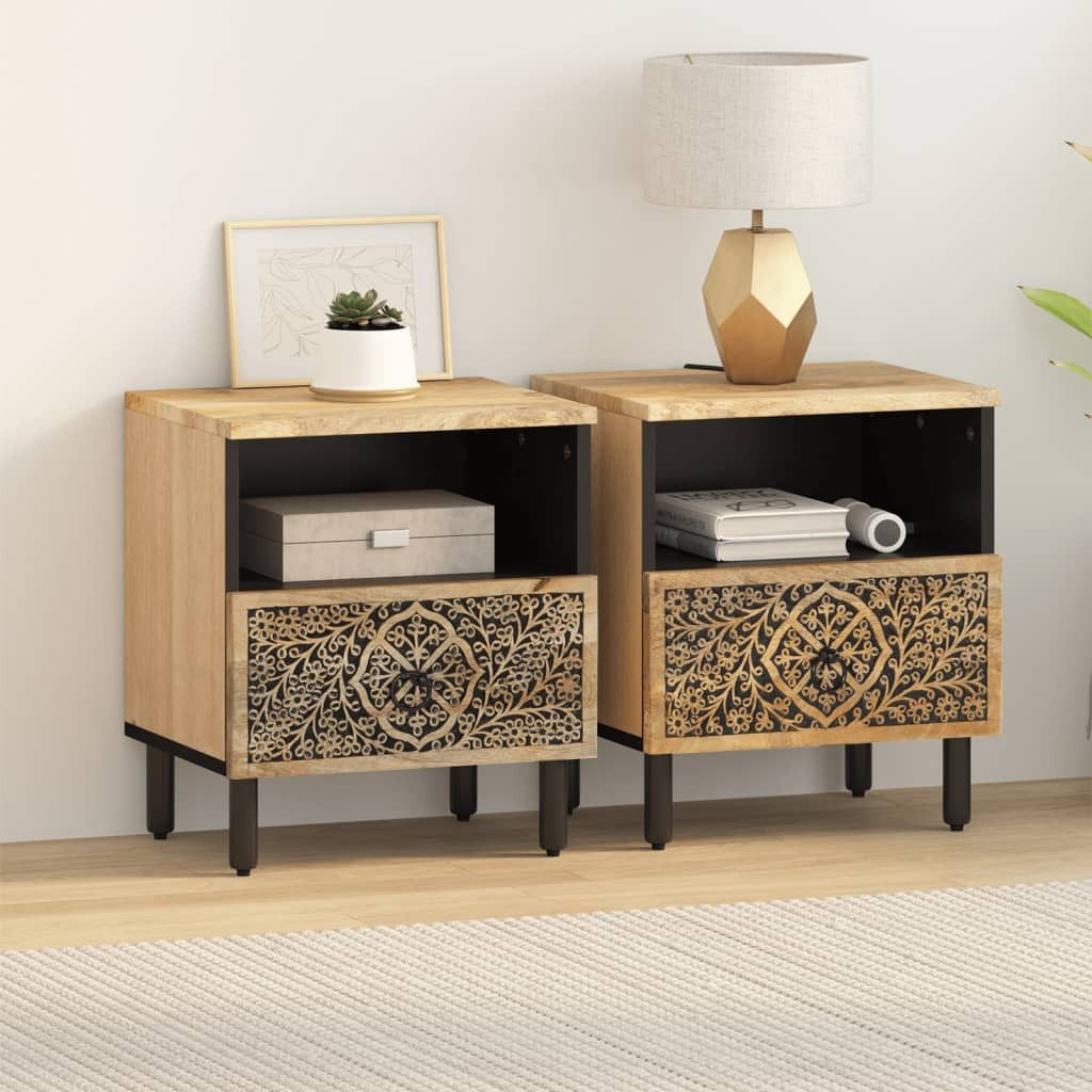 vidaXL Nachttisch Nachttische 2 Stk. 40x33x46 cm Massivholz (2-St)