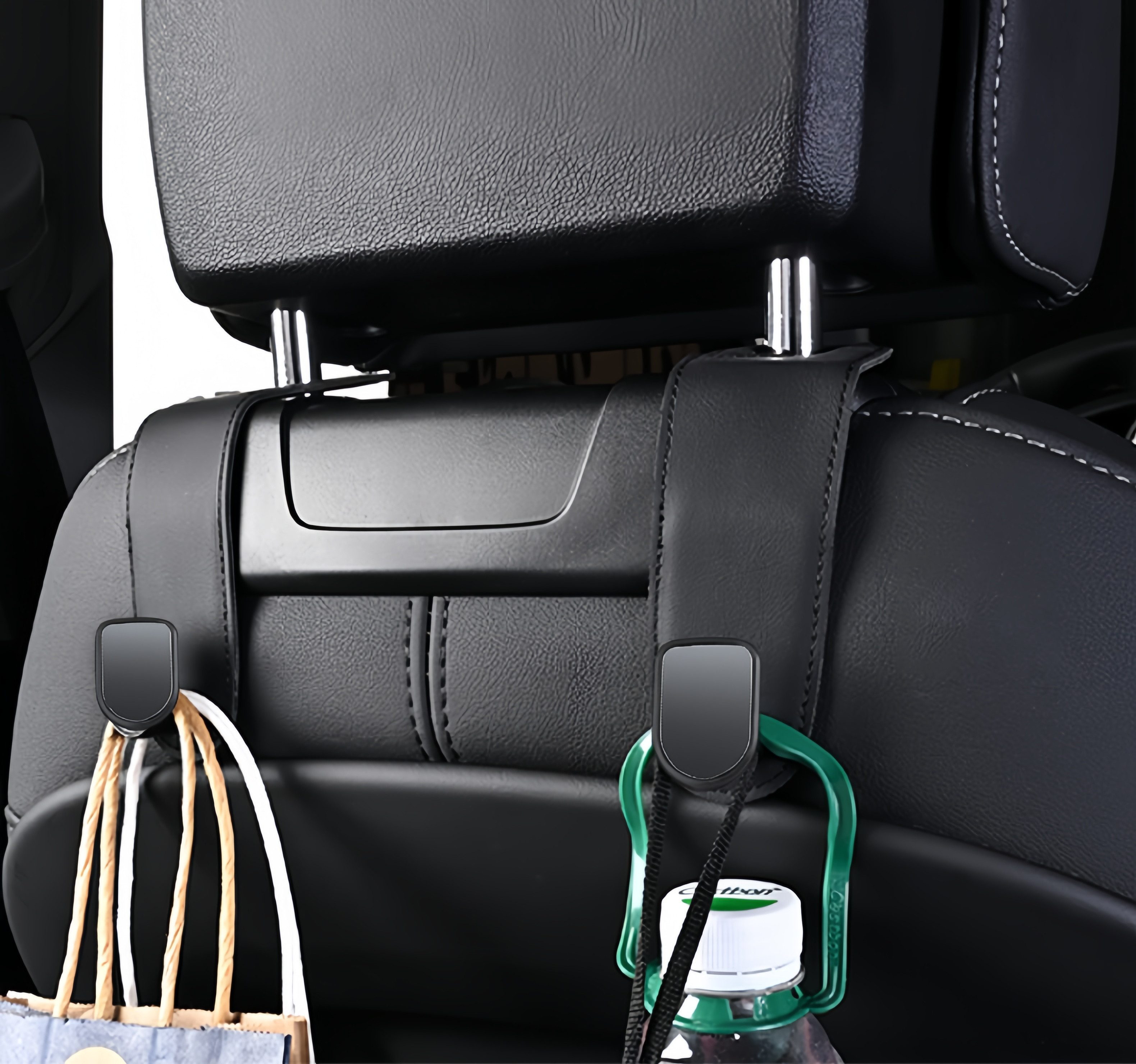 FOUORTUNATE-BEE Kleiderhaken Auto Kopfstützen-Haken 2er Set Schwarz Universal, (2-St), Rücksitz-Haken für Taschen, Handtaschen & Einkaufstüten – Bild 4 von 5