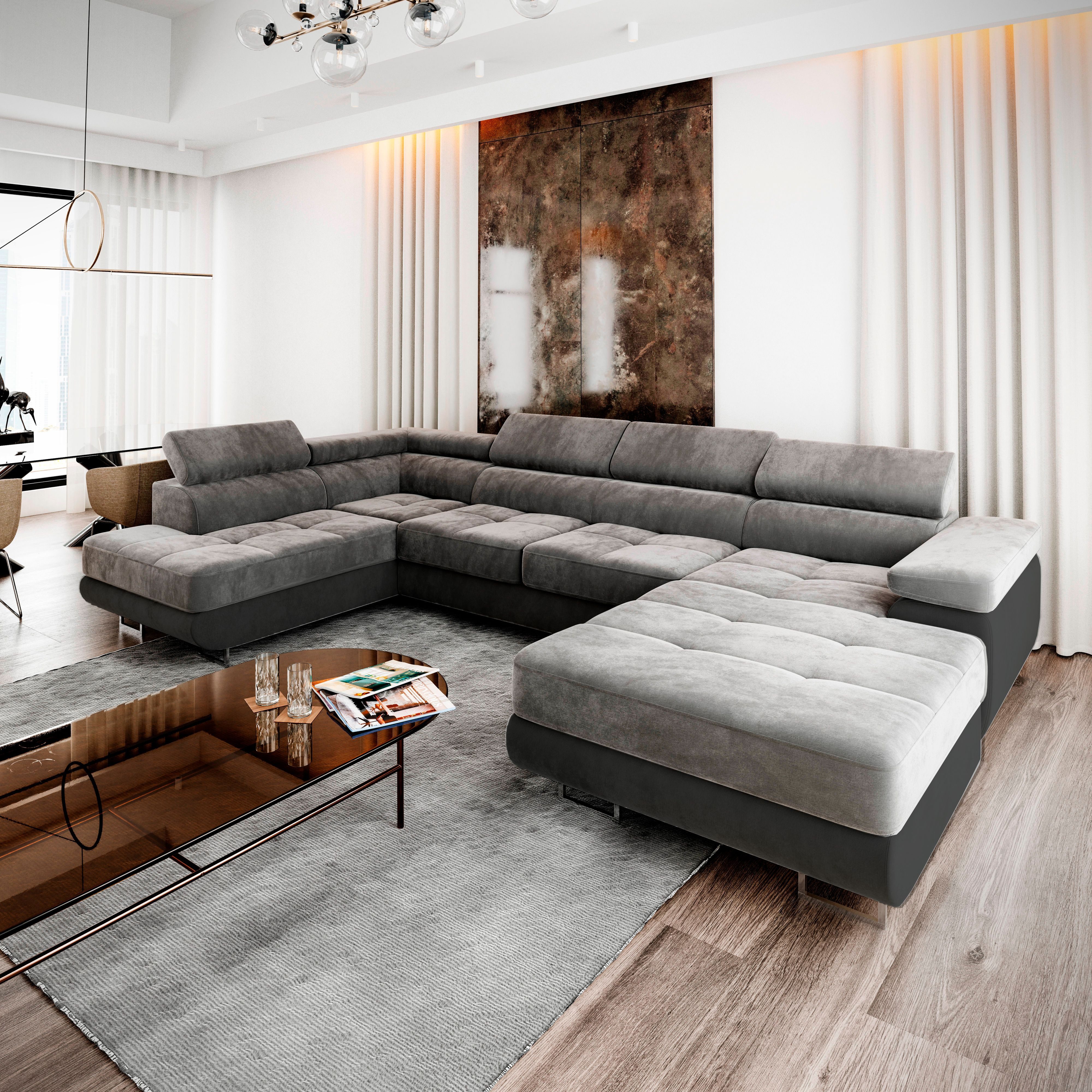 Masseno Ecksofa CASONE mit Schlaffunktion U-Form, Sofa mit Bettkasten günstig online kaufen