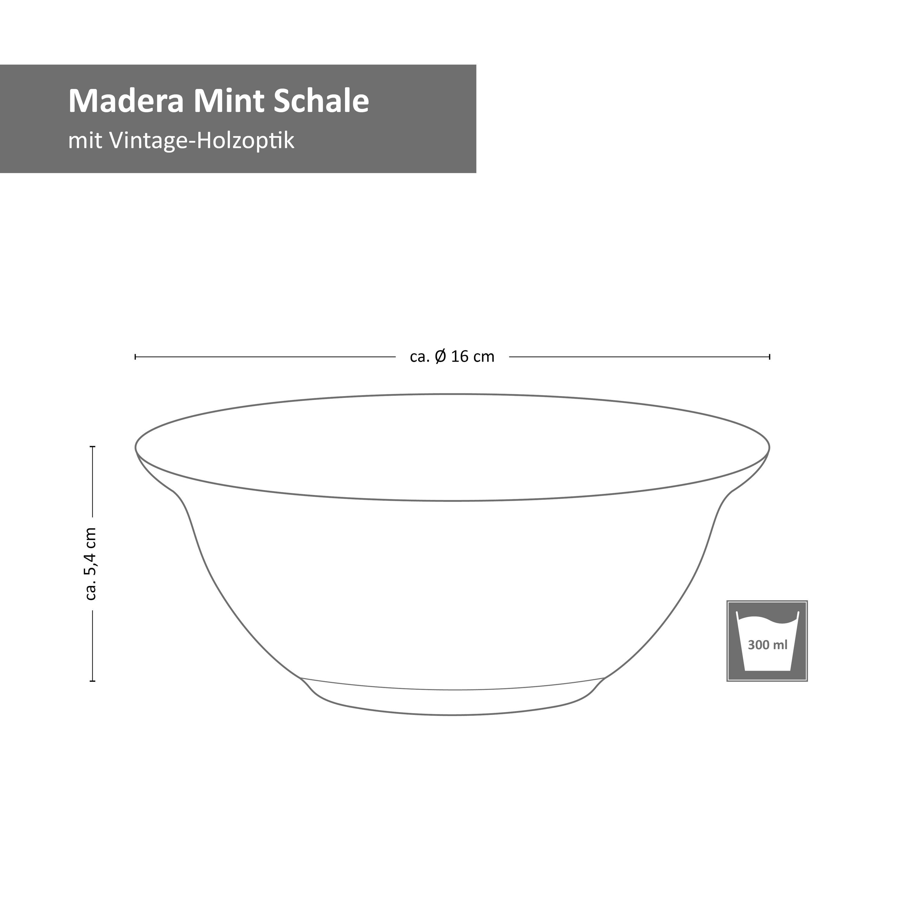 Madera MDRMTGRM16KS, Servierschale Set 4er Bonna Mint Schale - Porzellan Gourmet 16cm Bonna