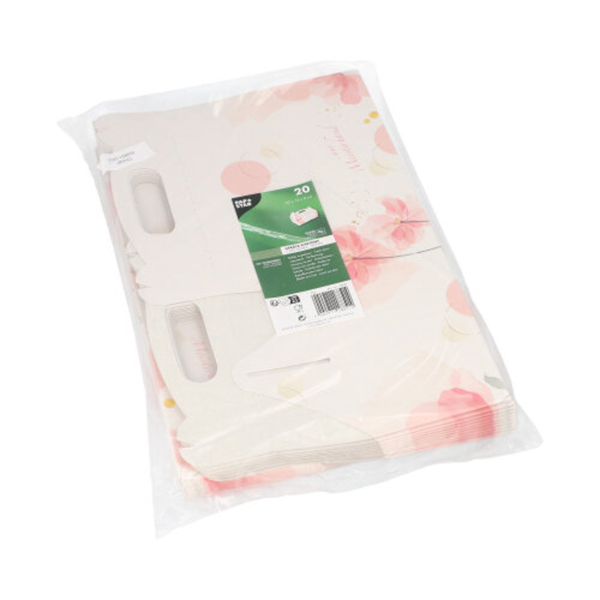 PAPSTAR Kuchentransportbox, Papier, Tortenschachtel mit Griff 20x13x9cm mit Motiv 20er Set Weiß / Rose