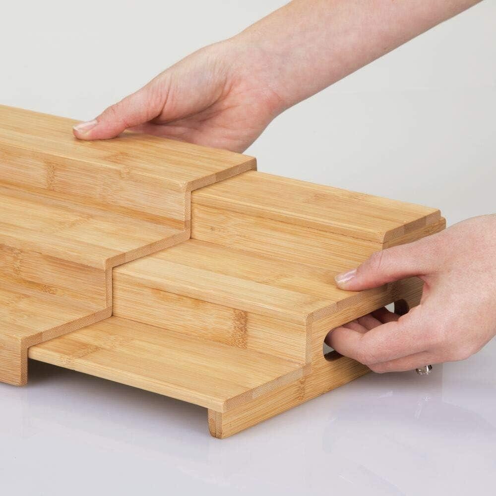 mDesign Aufbewahrungssystem mDesign Gewürzregal Aufbewahrung Organizer Ordnung ausziehbar Bambus – Bild 3 von 5