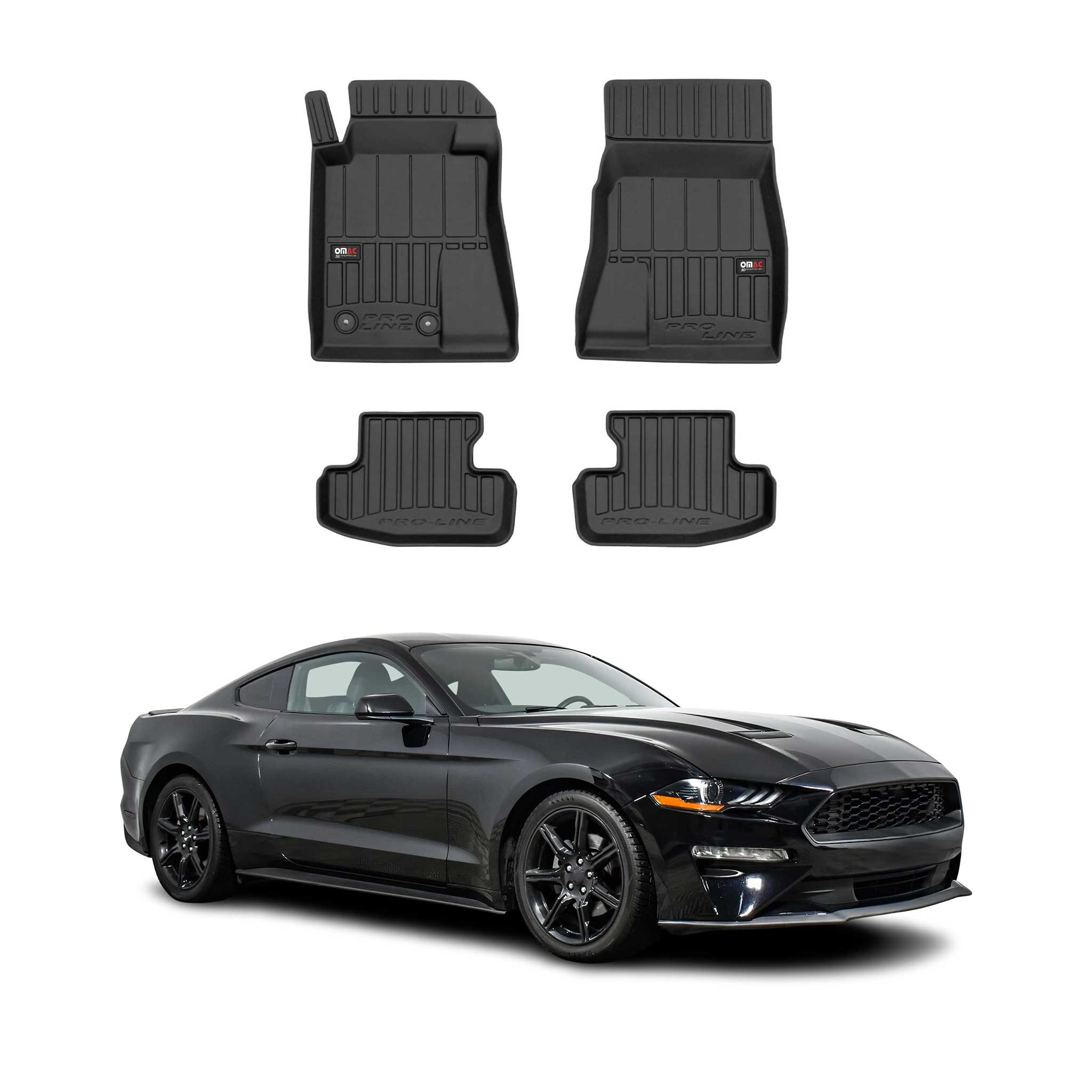 OMAC Auto-Fußmatten für Ford Mustang Coupe 2015-2025 Schwarz 4 tlg TPE (4 St), für Ford Mustang Coupe 2015-2025 Ford Mustang Coupe 2015-2025, Antirutsch,Wasserfest,Einfache Installation