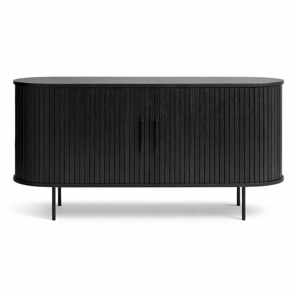 Liadomo Sideboard Uriel, Kommode, Stauraummöbel, 140 oder 180 cm Breite, Furnier in Echtholz, Schiebetüren, Lamellen-Optik, vier Farben