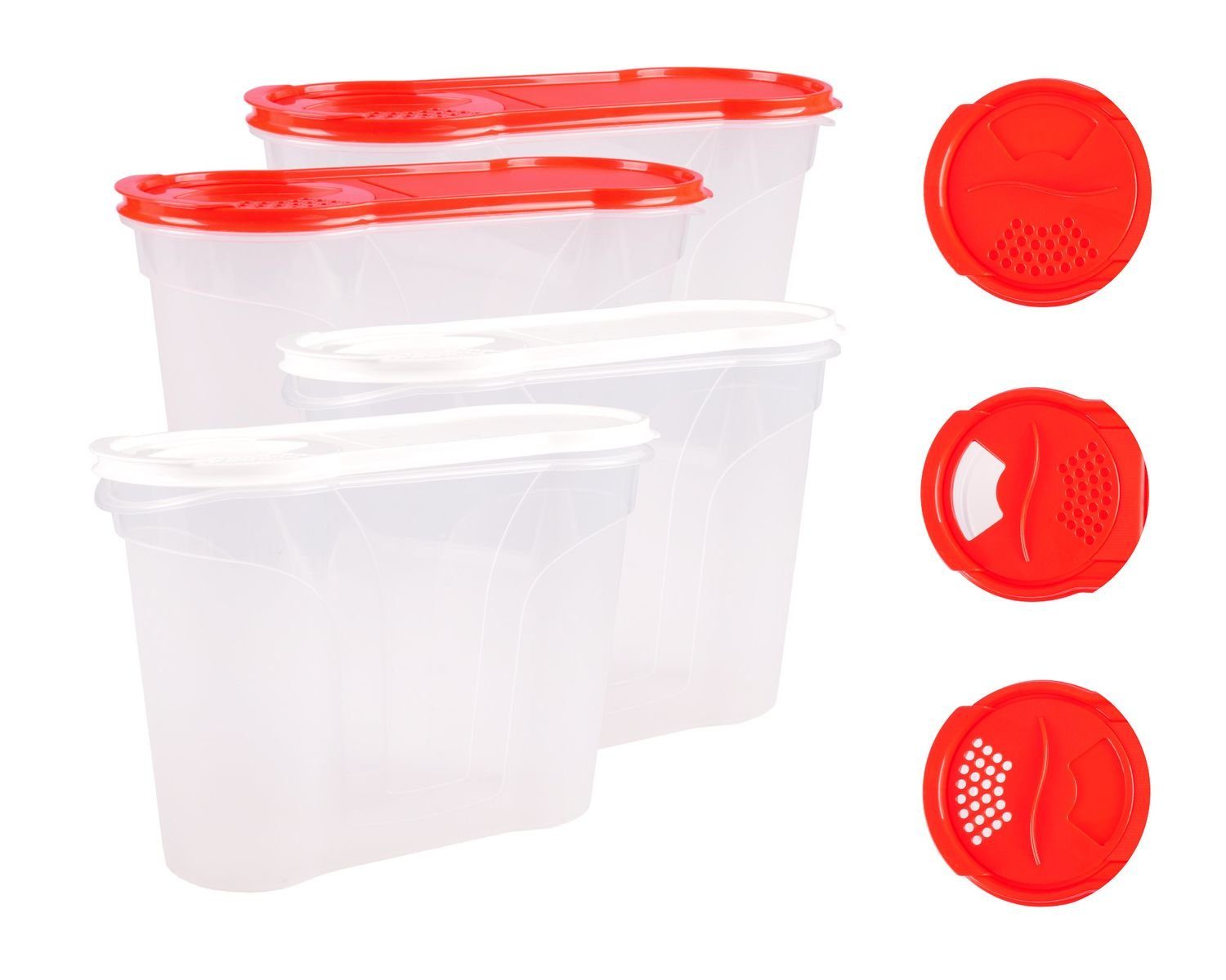 BURI Vorratsdose Rival Schüttdosen 1,3/2,4/4 L Cerealienbox Müslidose Cornflakesdose Vo, Kunststoff
