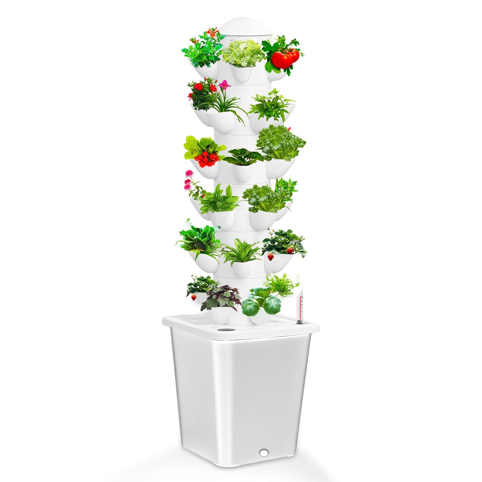 Rutaqian Kräutertopf Botanico Pflanzkübel Hydroponisches Anbausystem mit Selbstbewässerung, 6 Schichten 30 Pflanzen Indoor Garden Sprouting Kit mit Pumpe