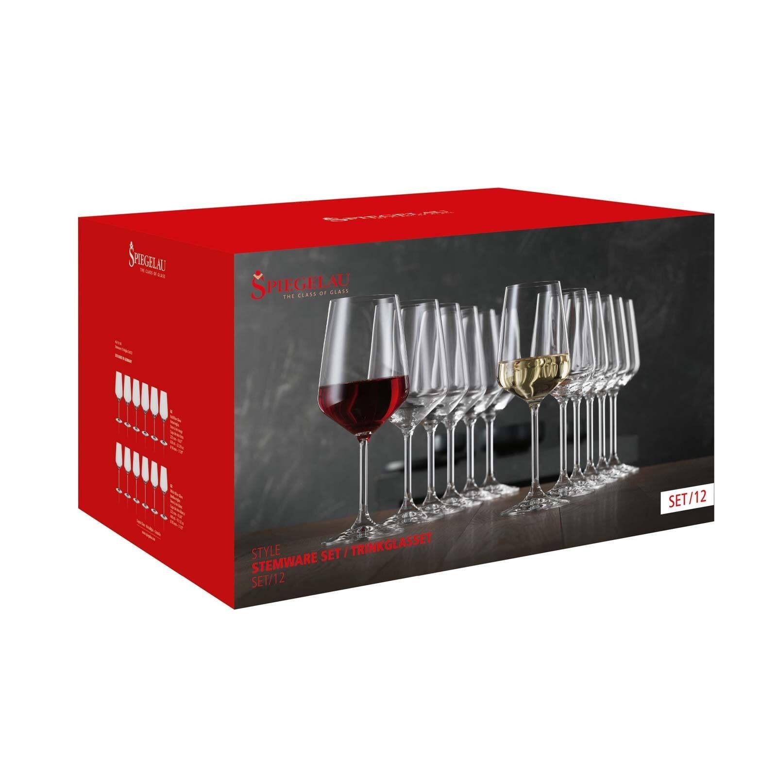 SPIEGELAU Weinglas Style Rot- und Weißweingläser 12er Set, 12-tlg., Glas