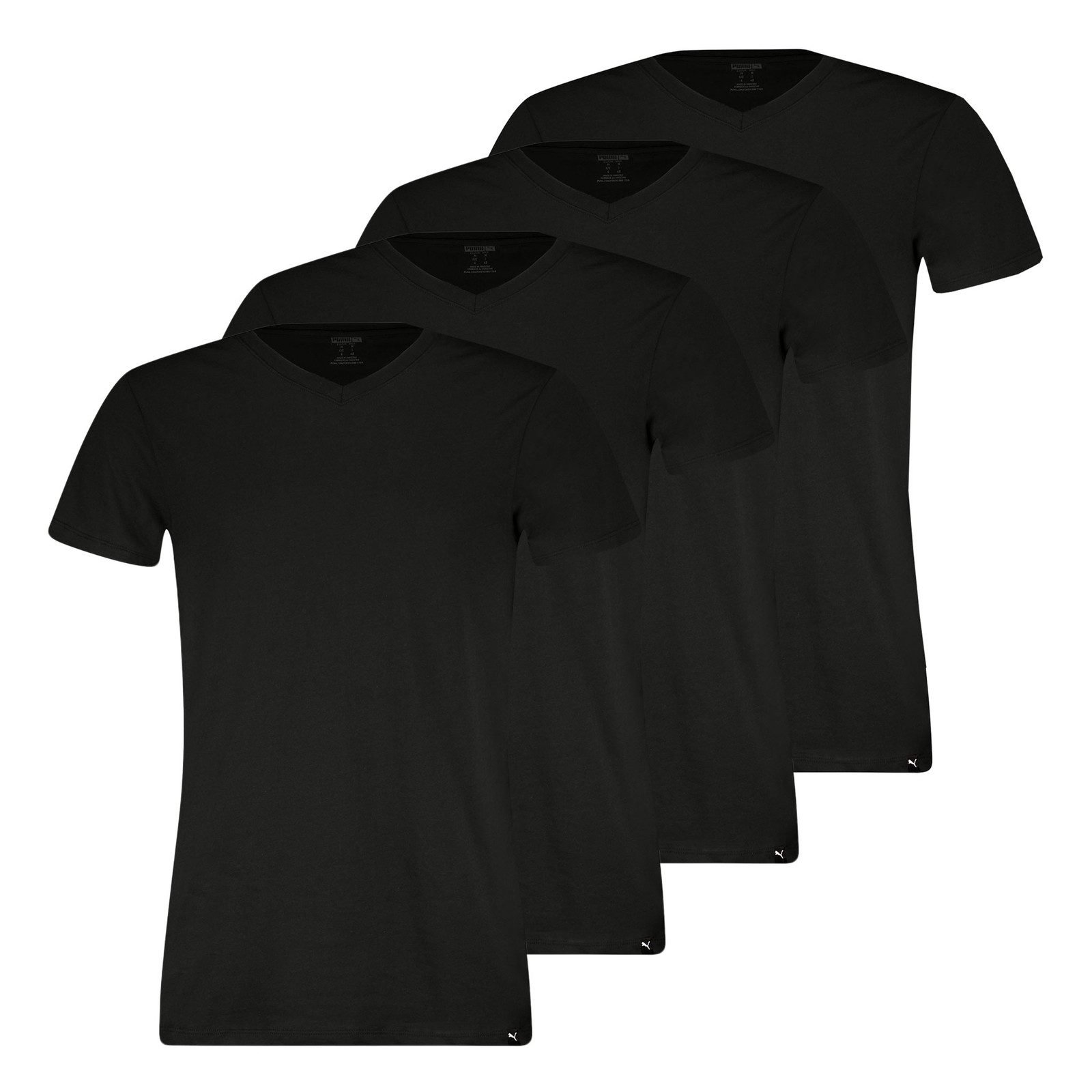 PUMA Unterziehshirt V-Neck T-Shirts Pure Cotton Regular Fit (4-St) mit V-Ausschnitt