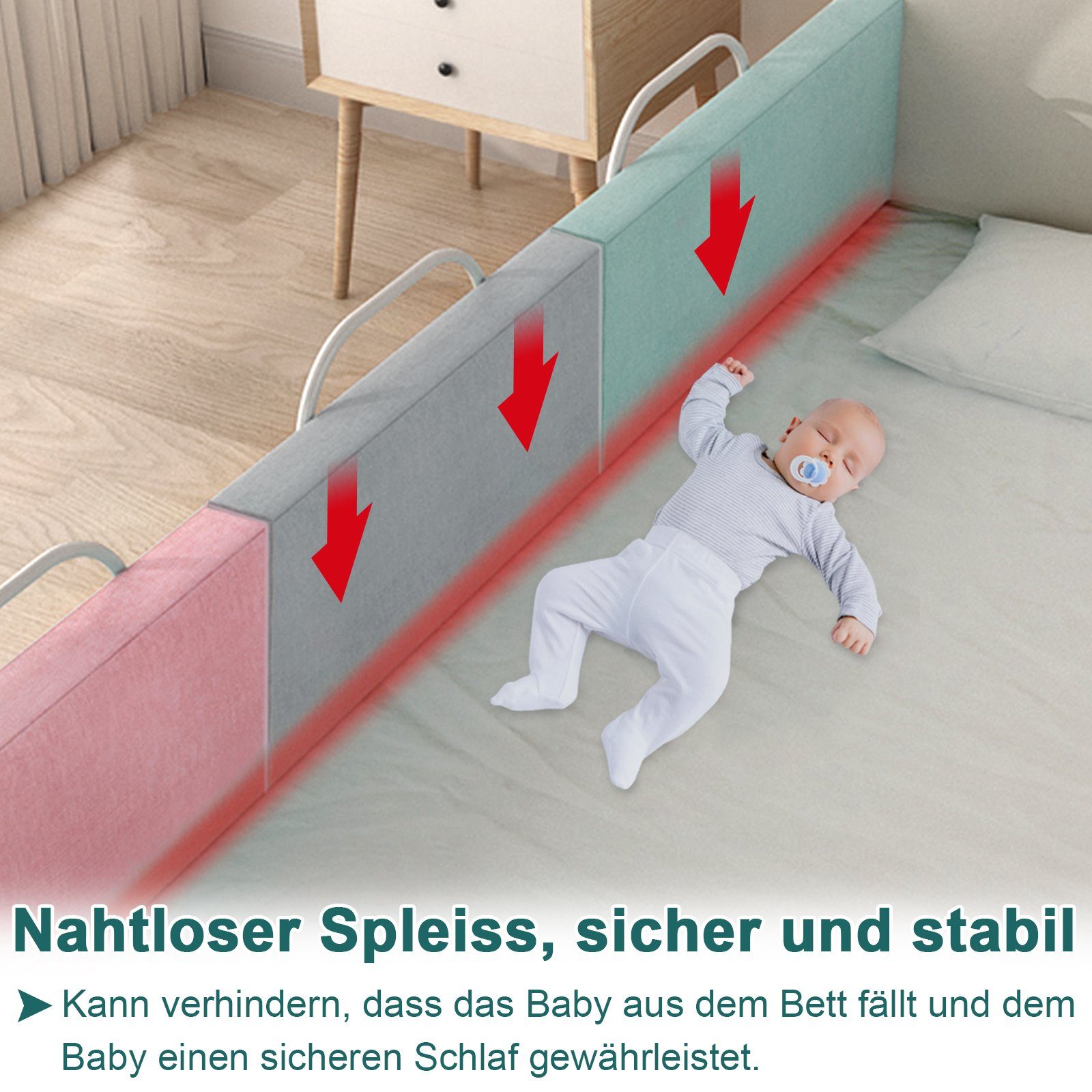 UISEBRT Bettschutzgitter Bettgitter Rausfallschutz Kirschrosa Kinderbett
