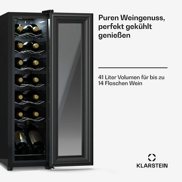 Klarstein Weinkühlschrank Shiraz 14 Slim Uno, für 14 Standardflaschen á 0,75l,Wein Flaschenkühlschrank Weintemperierschrank Weinschrank Kühlschrank