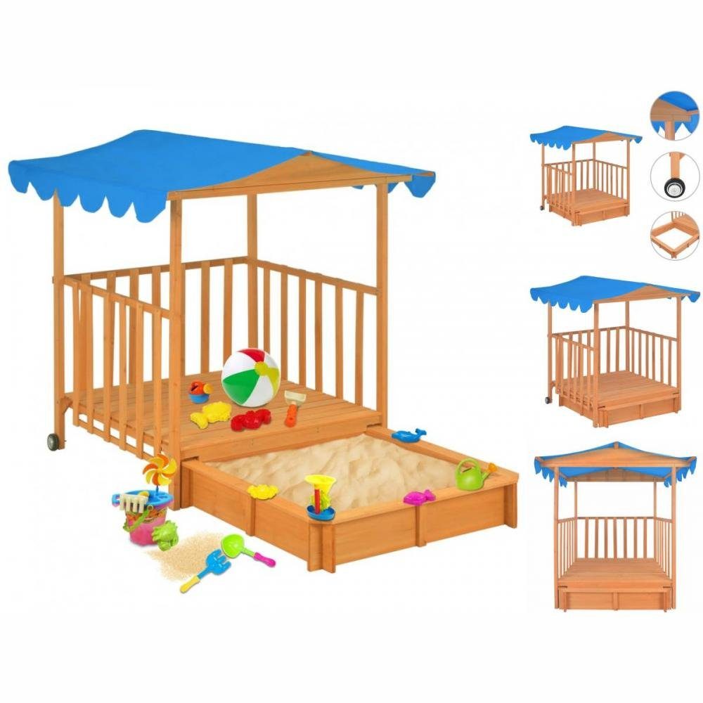 vidaXL Sandkasten Kinderspielhaus mit Sandkasten Sandkiste Tannenholz Blau UV50