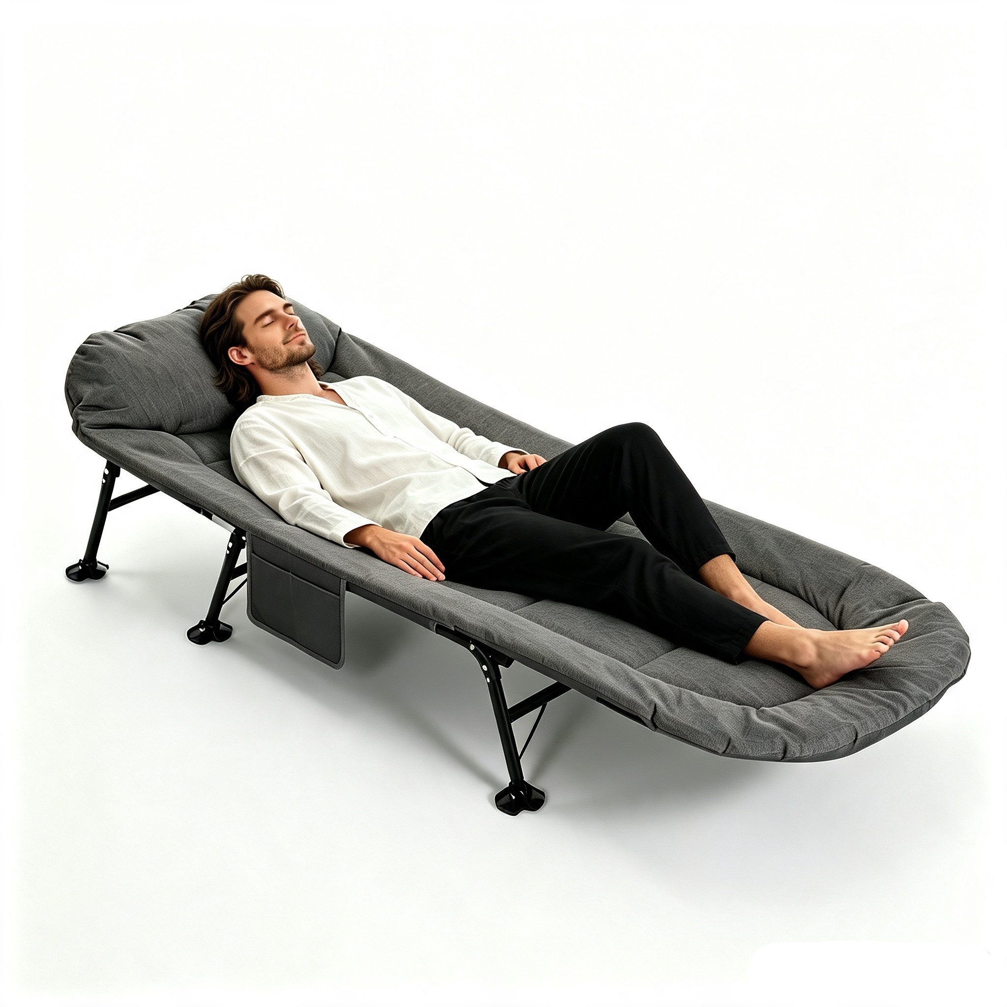 Insma Faltbett Campingliege Liegestuhl Sonnenliege Relaxsessel Gartenliege mit Kissen 195×62cm Campingbett Klappbar, bis 150 kg belastbar, stabil