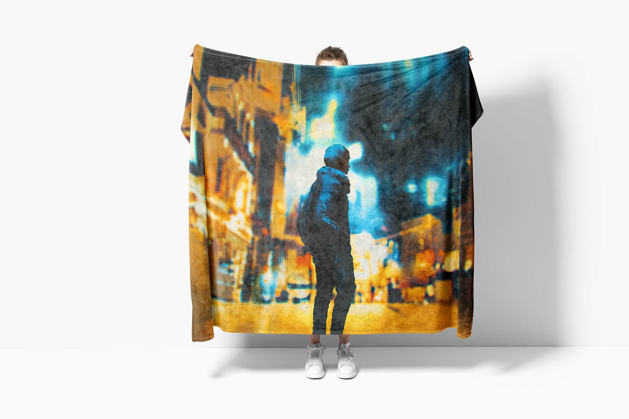 Sinus Art Handtücher Handtuch jungen Fotomotiv Mann Saunatuch Handtuch mit Kuscheldecke Baumwolle-Polyester-Mix Straße, Strandhandtuch (1-St)
