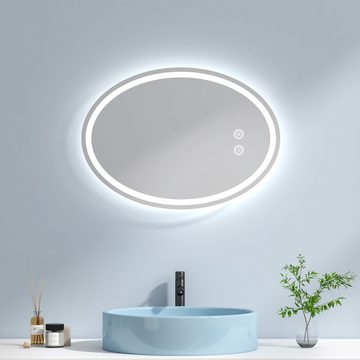 EMKE Badspiegel mit Beleuchtung Badezimmerspiegel, Kalt/neutral/warm Licht einstellbarer Helligkeit Anti-Beschlag