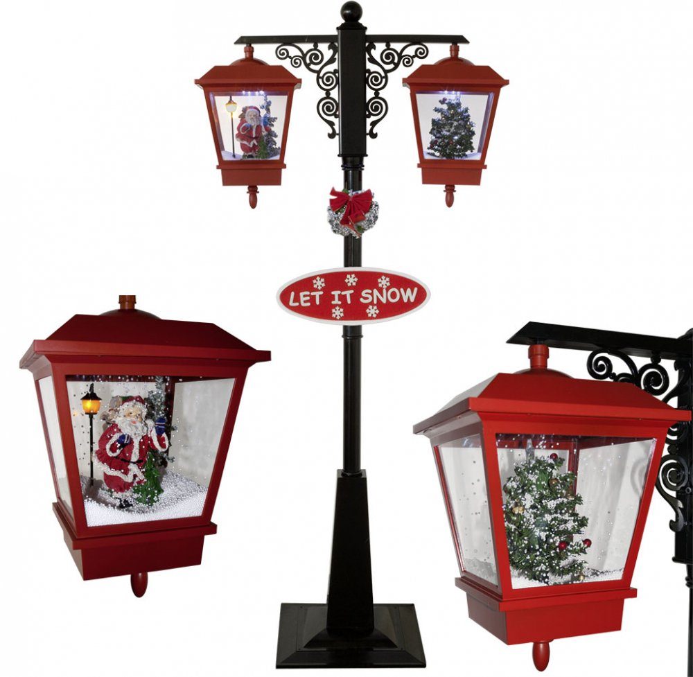 MONOPOL® LED Laterne Schneiende LED Doppel-Laterne 195 cm rot mit Weihnacht günstig online kaufen