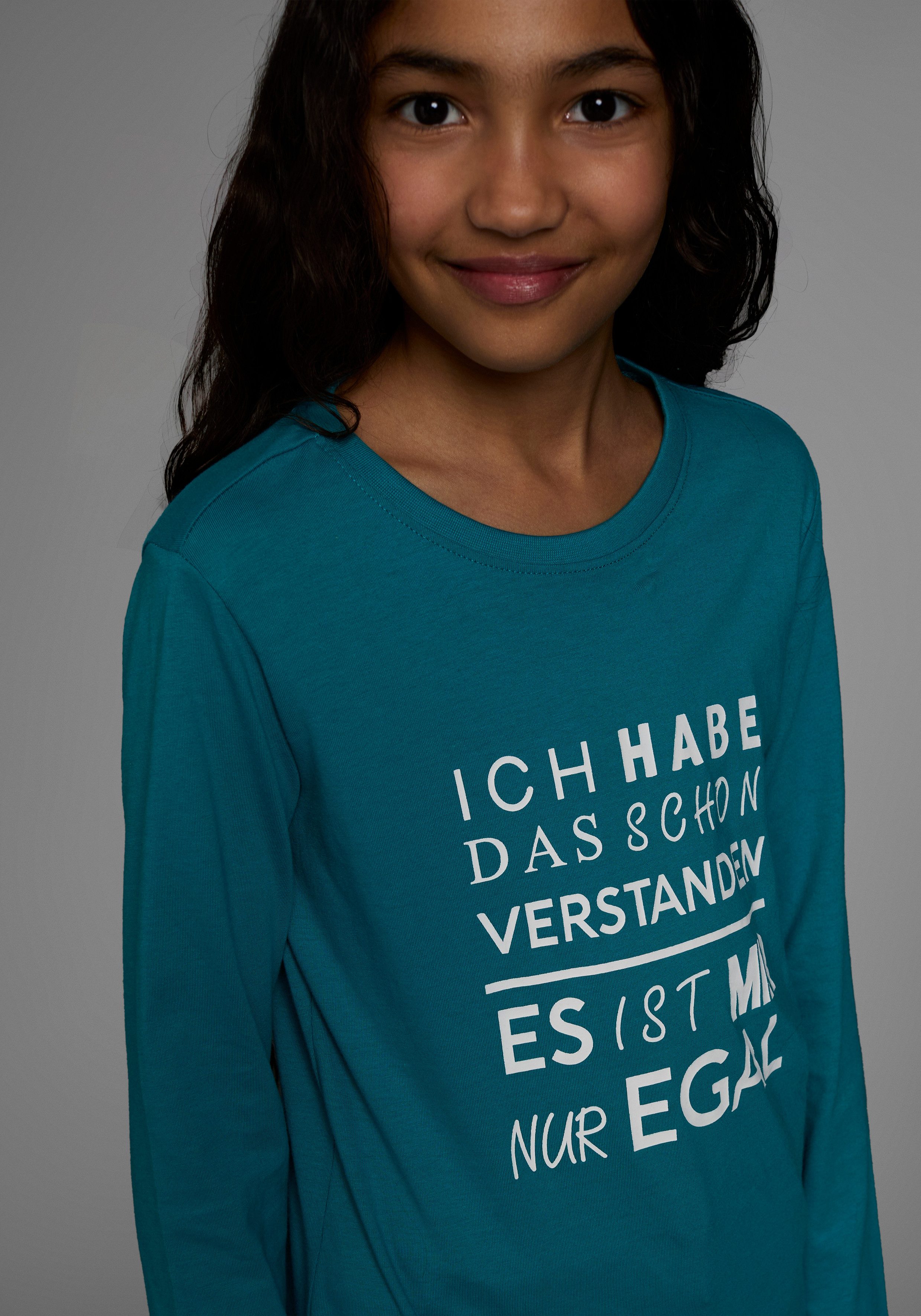 KIDSWORLD Langarmshirt Ich hab das schon verstanden - es ist mir nur egal Langarm, Basic-Passform, mit Statements/Sprüchen