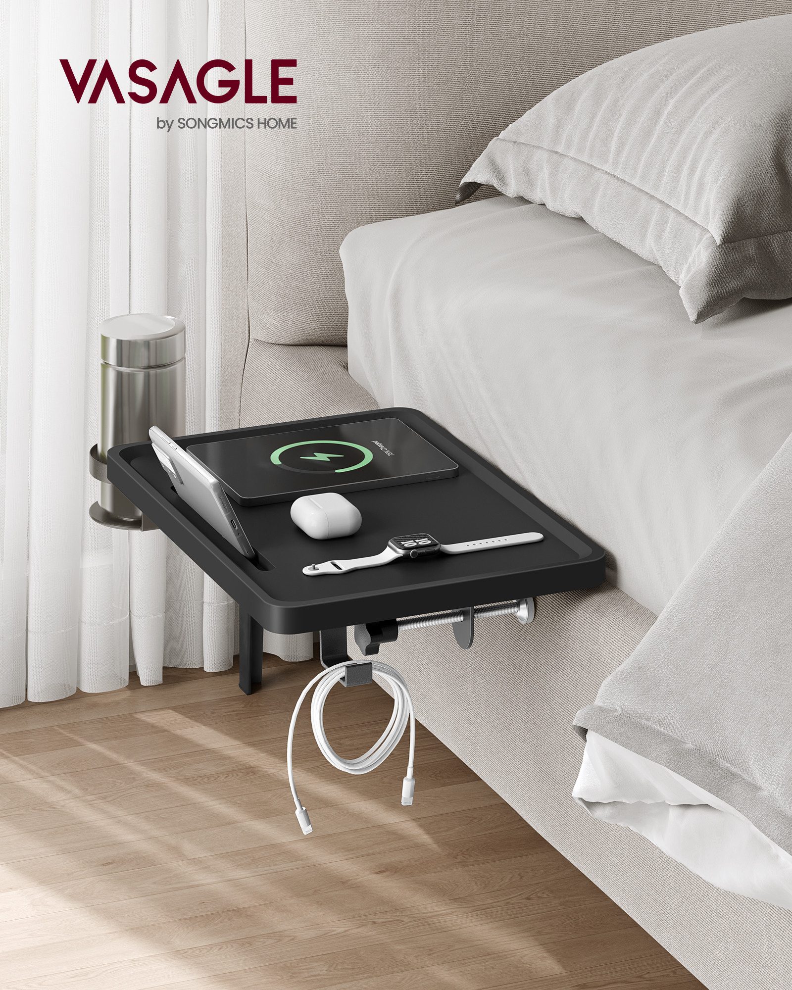 VASAGLE Nachttisch, einhängbar, verstellbar, mit Handyschlitz günstig online kaufen