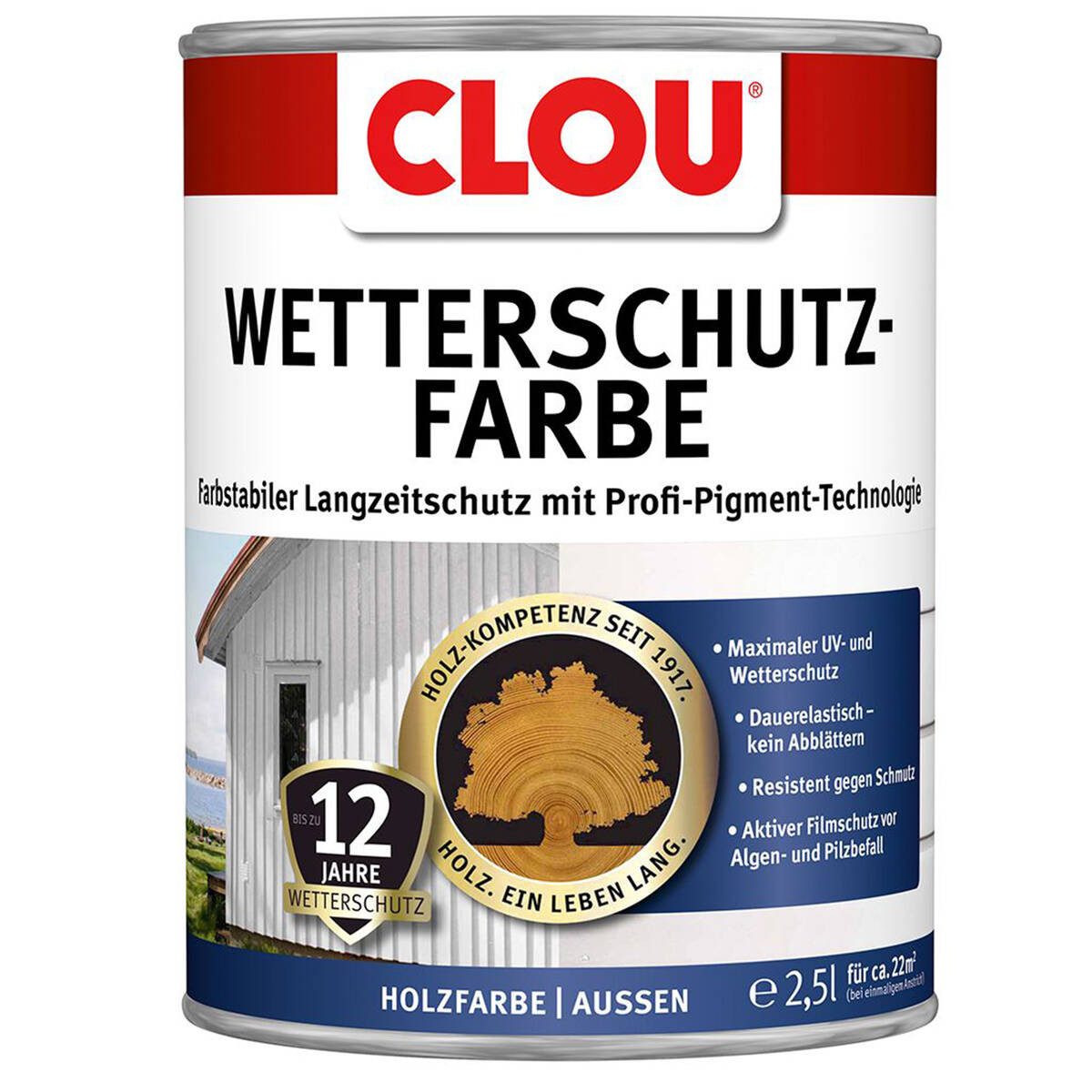 CLOU Wetterschutzfarbe Wetterschutzfarbe Silbergrau, Seidenmatt, Hochdeckend