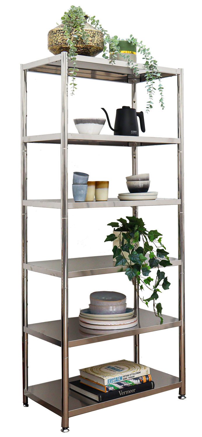 shelfr Regal mit 6 Ablagen - 74x41x170 Edelstahlregal - Schwerlastregal bis 240 kg