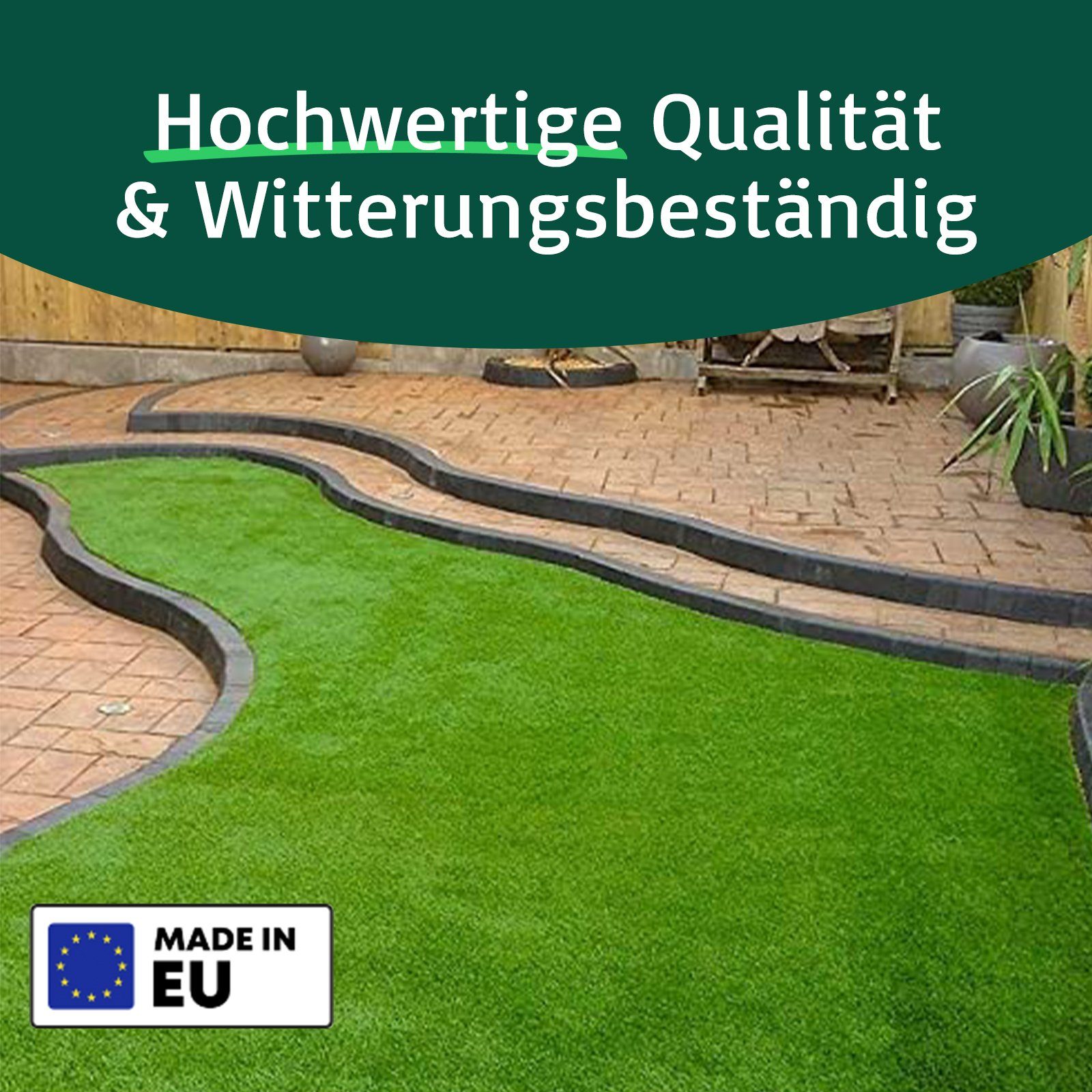 Kunstrasen Havard, Rasenteppich, pflegeleicht, Drainage-Funktion, rechteckig