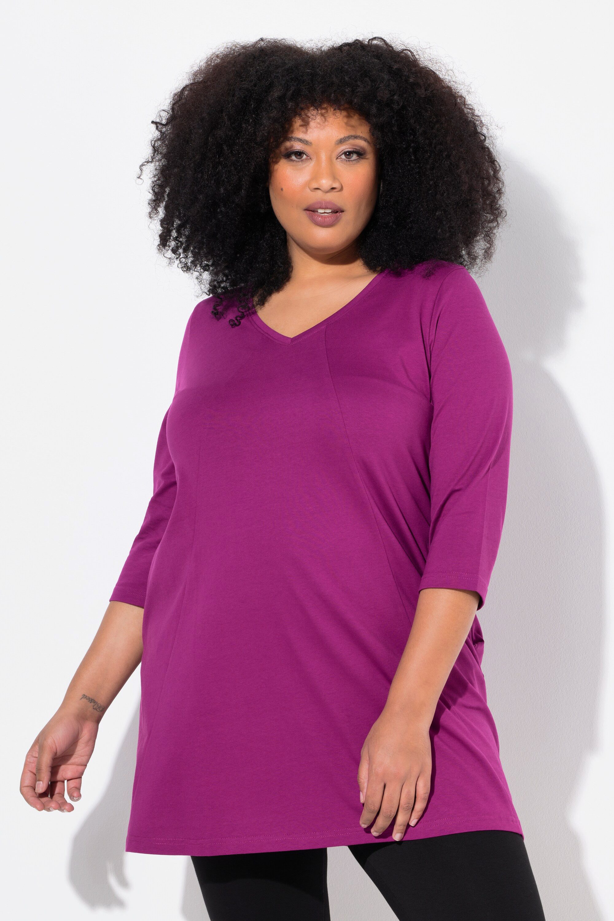 Ulla Popken Longshirt Longshirt Ziernähte A-Linie günstig online kaufen