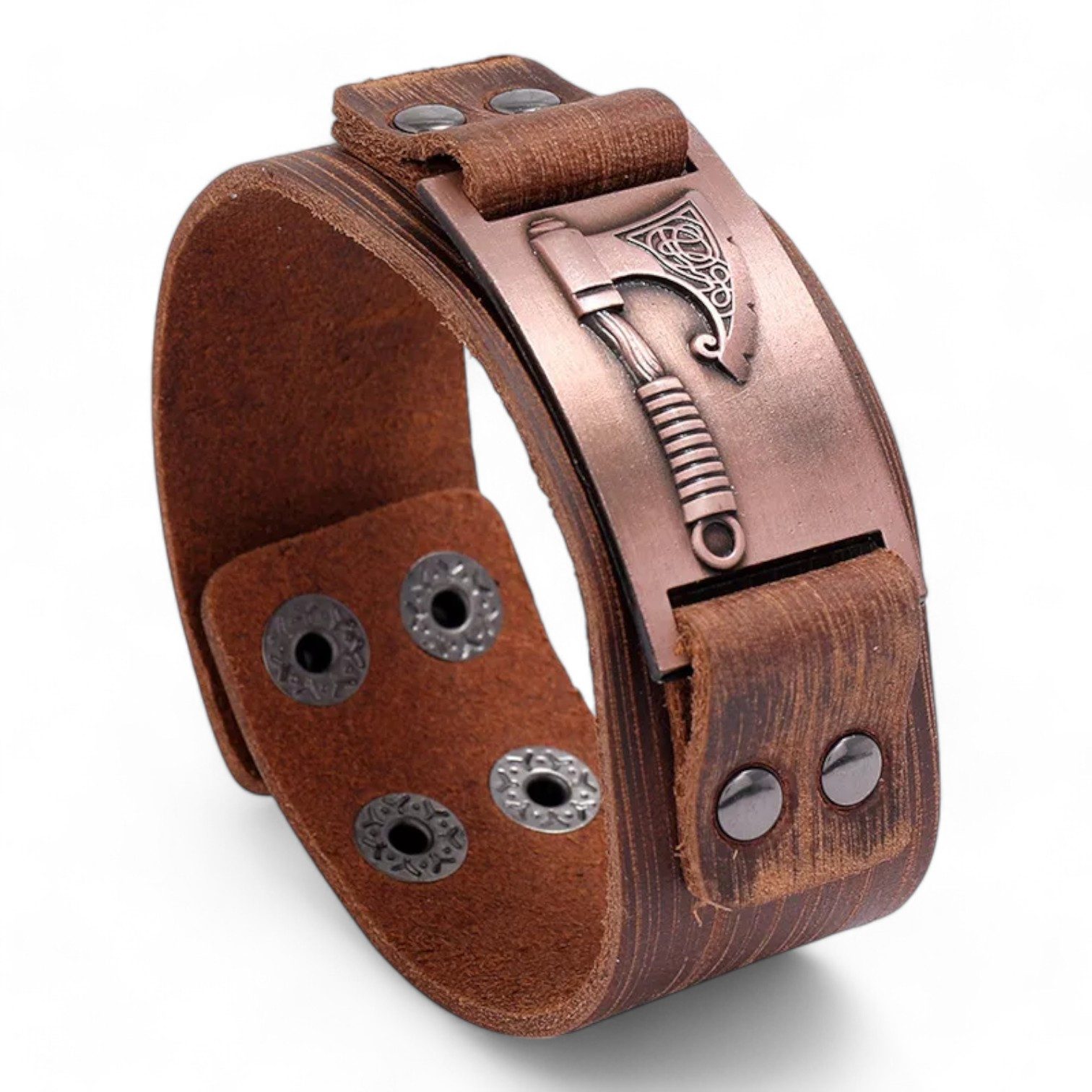 Eyecatcher Lederarmband Wickinger Axt Silber Bronze günstig online kaufen