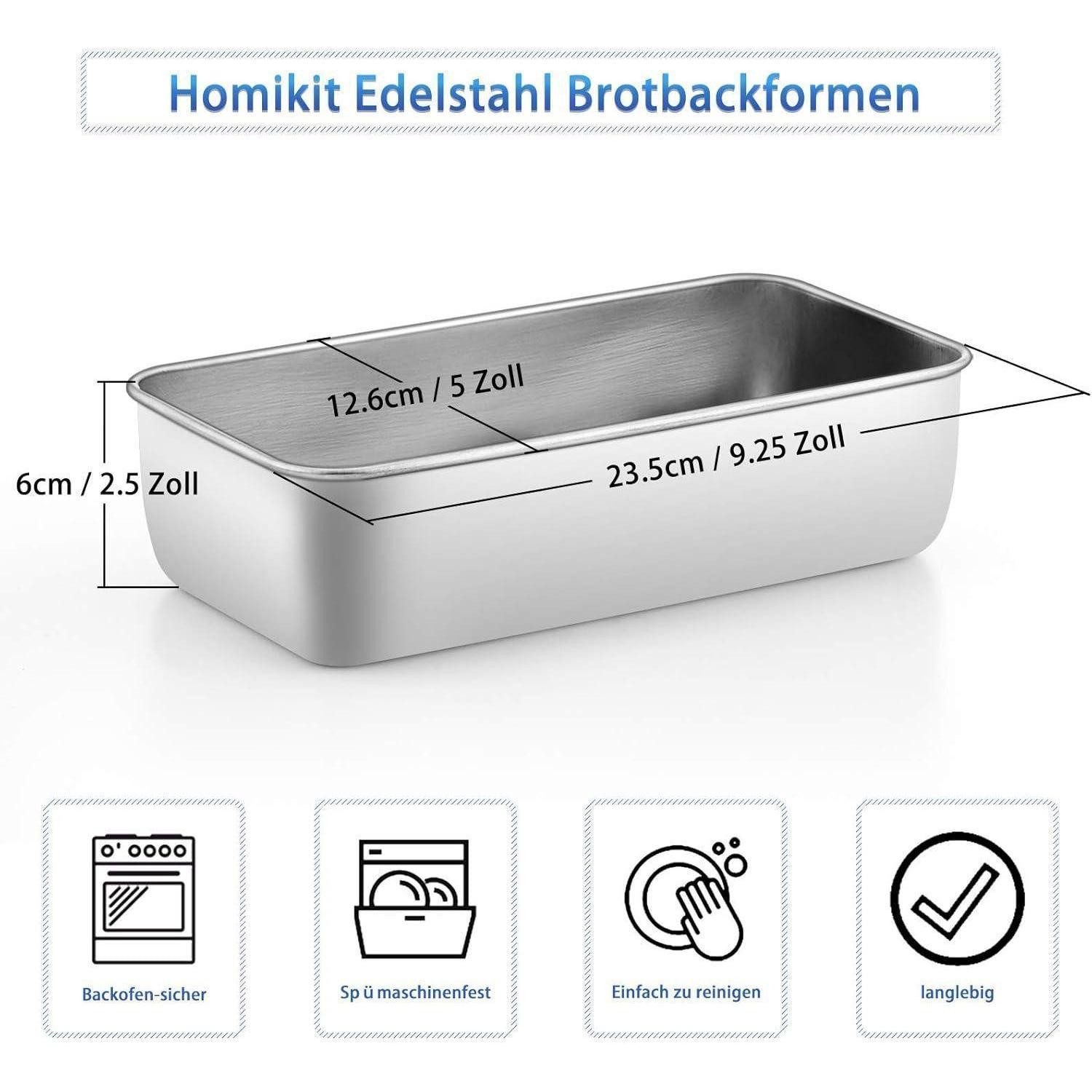 LuxusKollektion Kastenform Brotbackform Edelstahl 23,5x12,6x6cm Brot Kuchen Toast 1 Stück – Bild 2 von 5