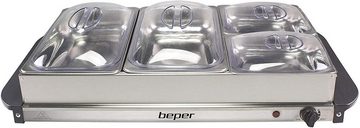 Beper Warmhalteplatte P101TEM001 Buffetwärmer aus Stahl/Kunststoff Grau, Chafing Dish 300 Watt