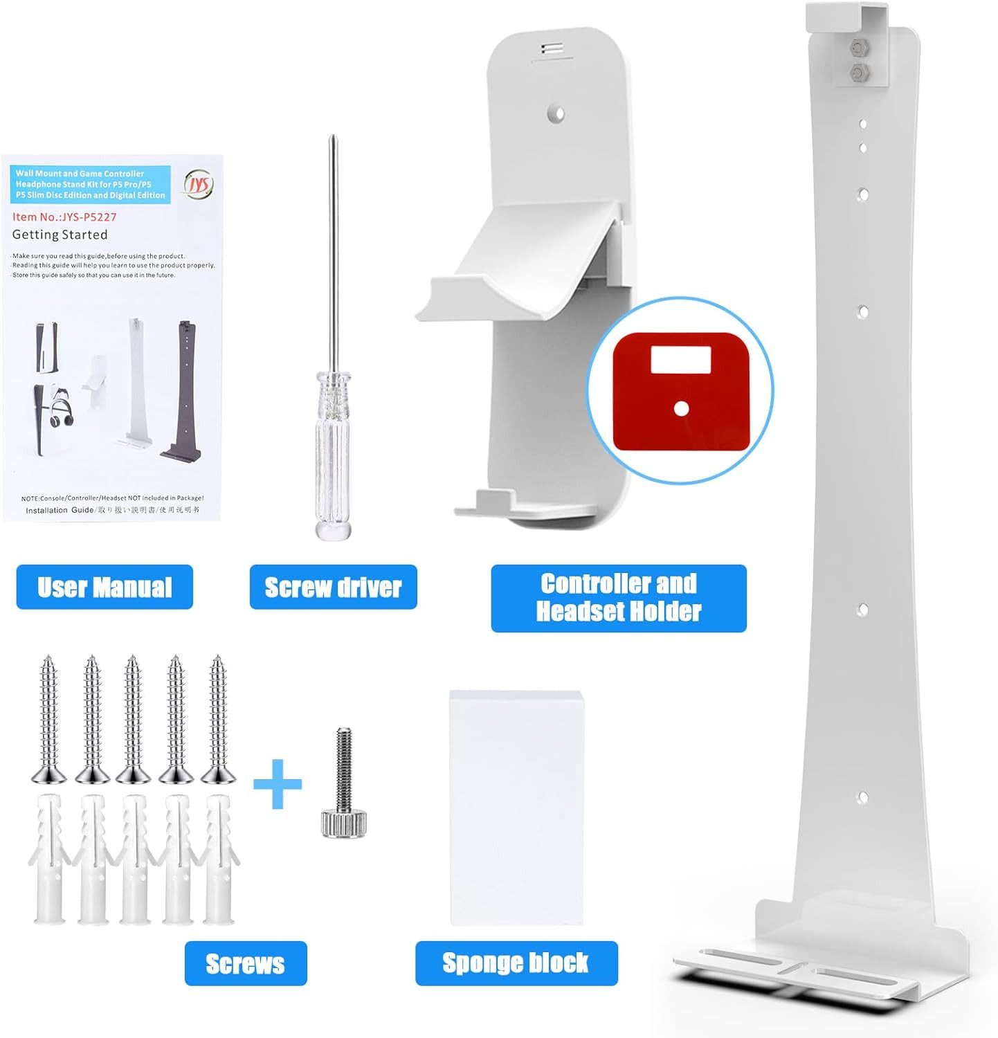 FELIXLEO Wandhalterung Set für PS5 Slim Konsole mit Controller und Headset (1 St) – Bild 3 von 5