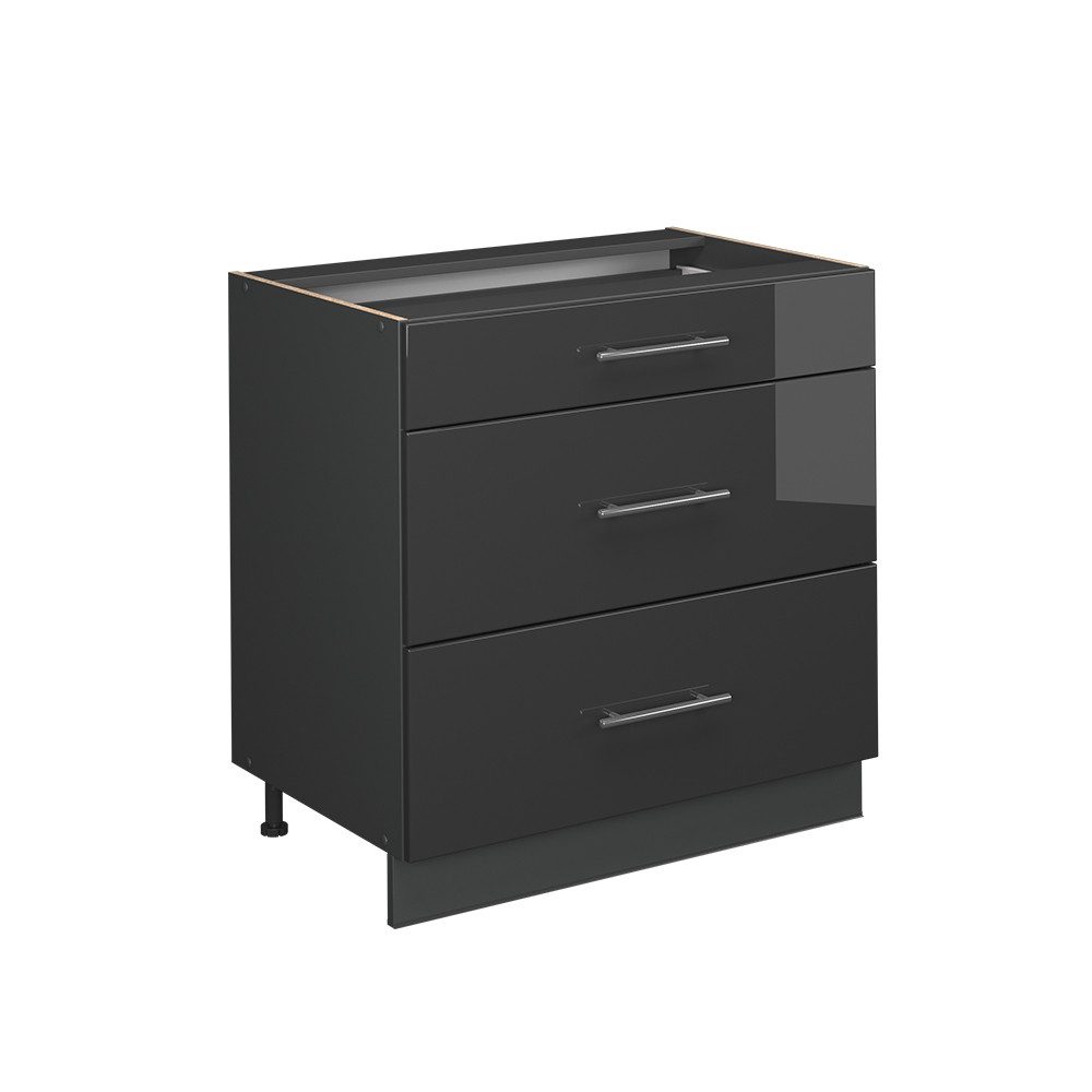Vicco Unterschrank Fame-Line, Anthrazit Hochglanz/Anthrazit, 80 cm mit 3 Sc günstig online kaufen
