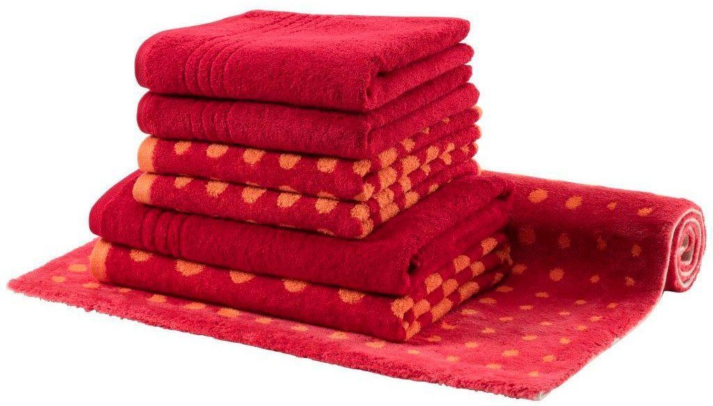 passender 70x120 Handtuch red Dessin Badematte (7-tlg), cm im Punkt Frottier, DOT, Egeria Set mit