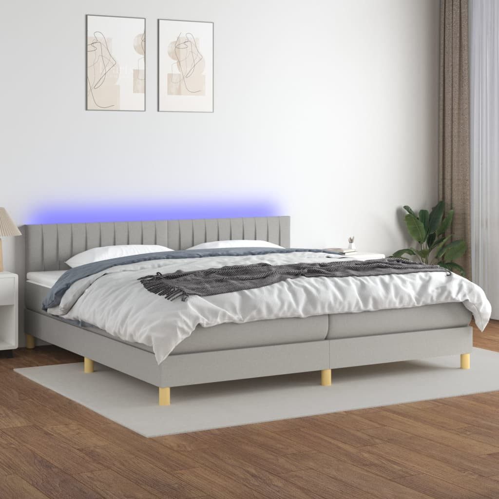 vidaXL Boxspringbett Boxspringbett mit Matratze LED Hellgrau 200x200 cm Sto günstig online kaufen