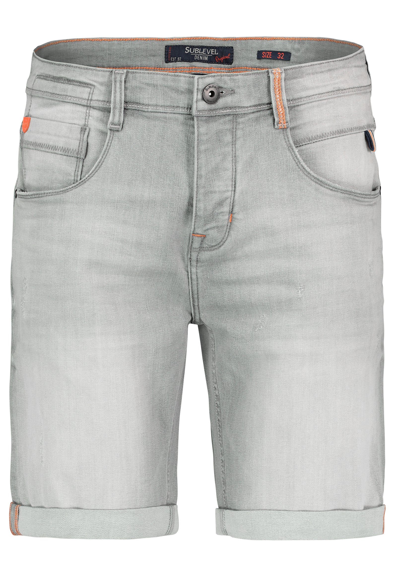 Hose kurze Denim Jeans Shorts Jogging Herren Urban Sweat Hell-Grau Freizeit Bermuda Surface Bermudas