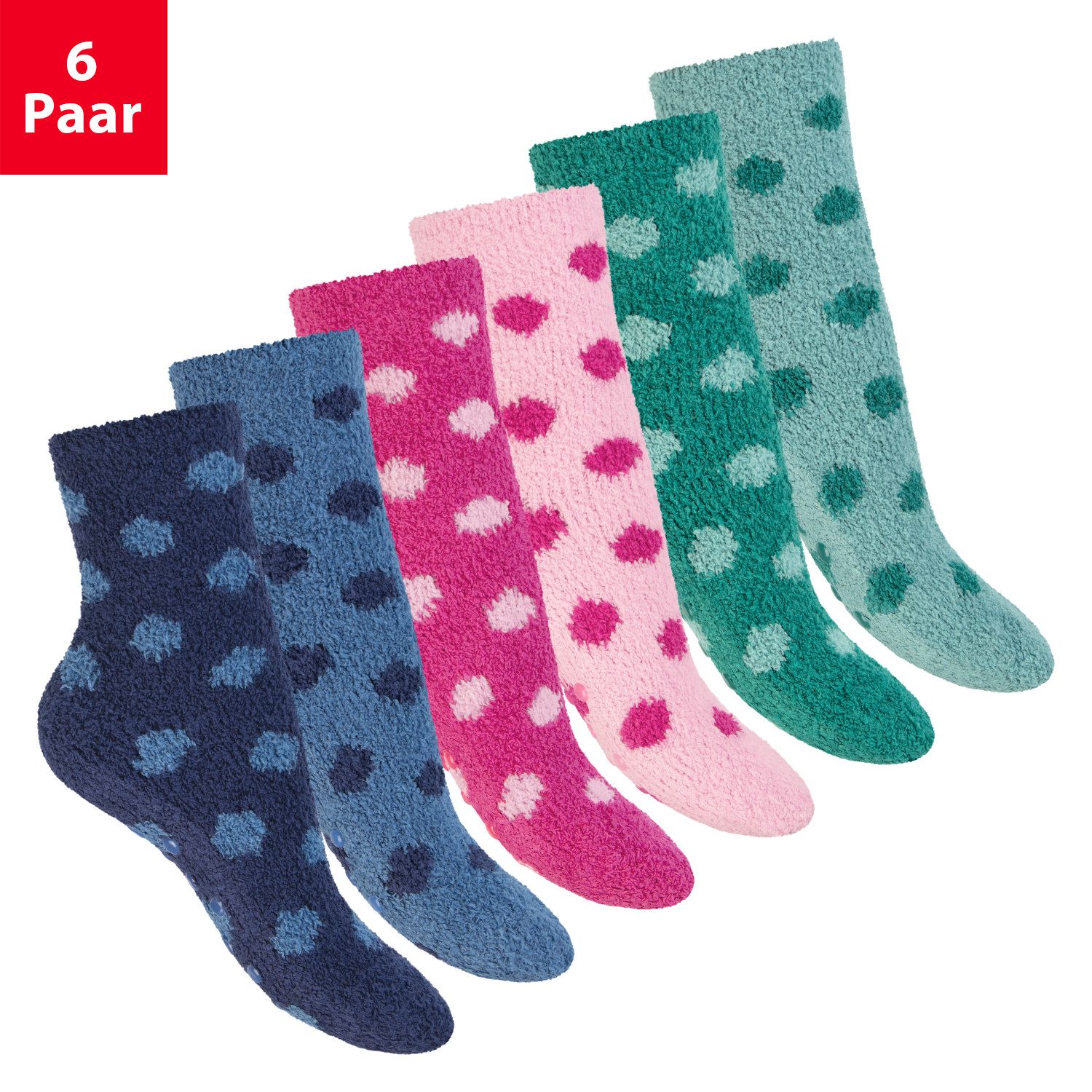 Footstar Kuschelsocken Plüschsocken für Damen & Herren Socken (6 Paar)