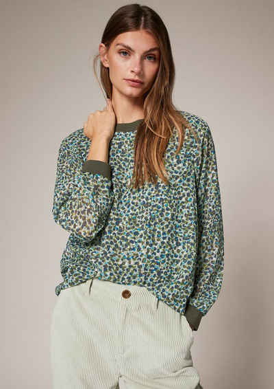 comma casual identity Langarmbluse »Musterbluse mit Ripp-Details«