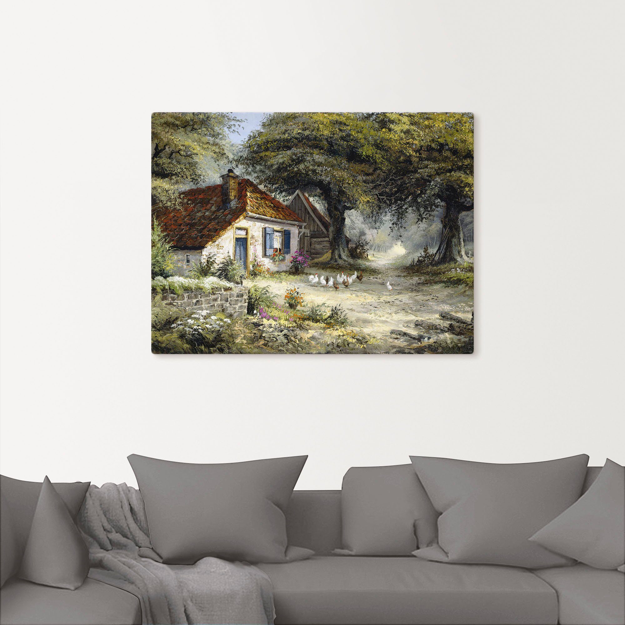 Artland Wandbild Märchenhaftes Ferienhaus, Garten (1 St), als Leinwandbild, Poster in verschied. Größen