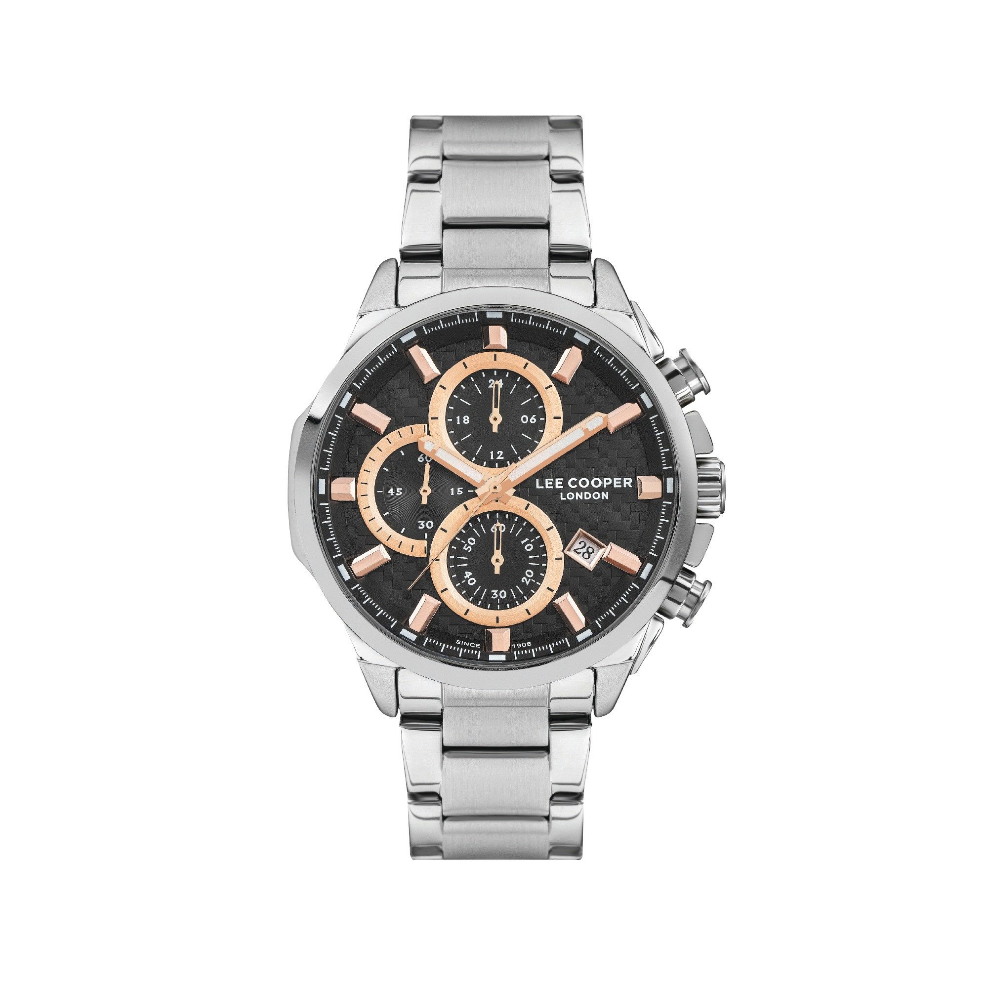 Lee Cooper Multifunktionsuhr Herrenuhr mit Metallarmband, 45 mm, Herren Armbanduhr LC07254.350, Datum, Mineralglas, 5 ATM, inkl. Geschenkbox