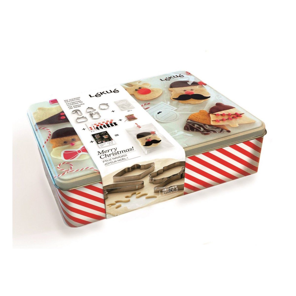 LEKUE Ausstechform Weihnachtsbackset, Papier, Metall, Edelstahl