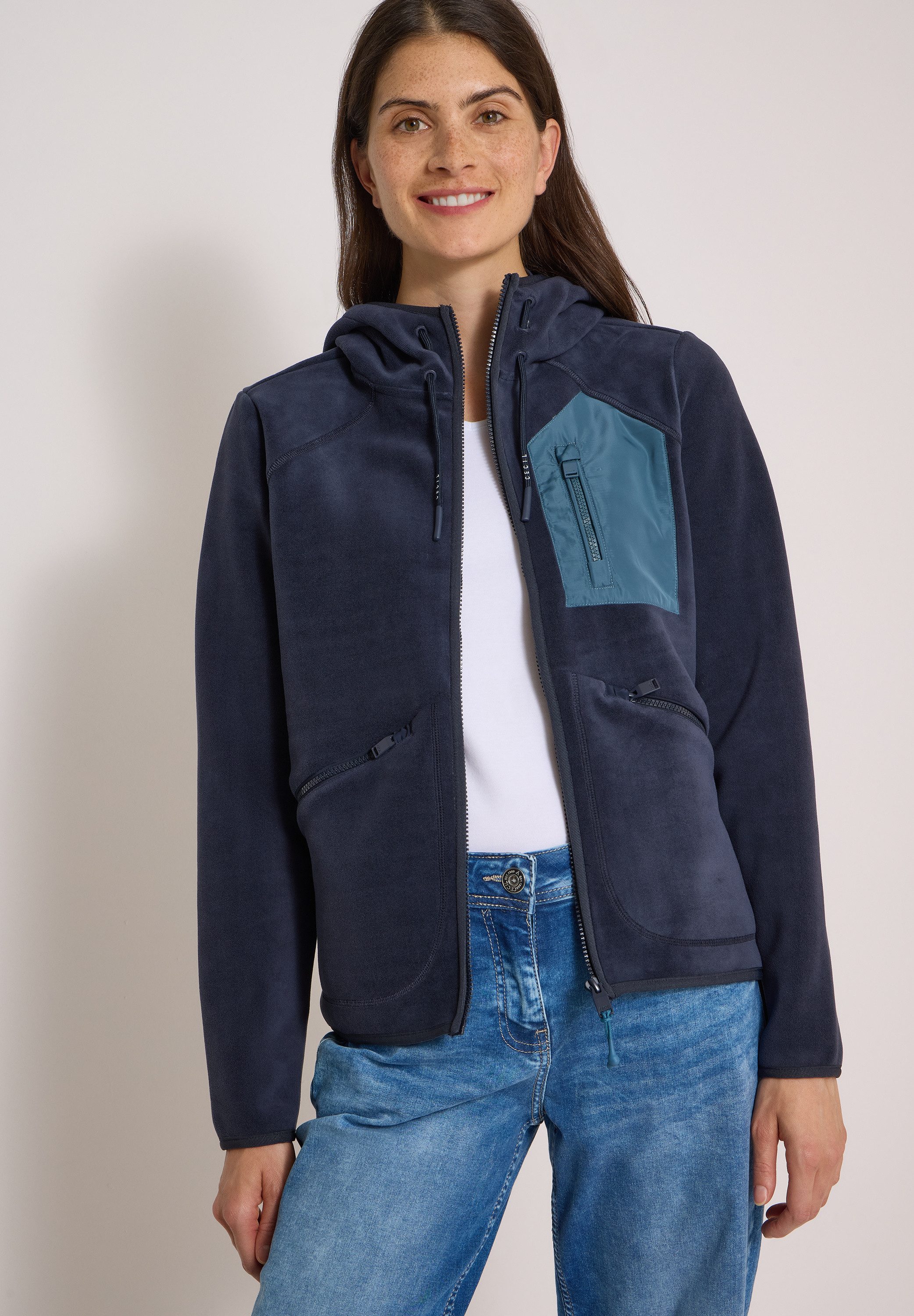 CECIL Fleecejacke in Unifarbe