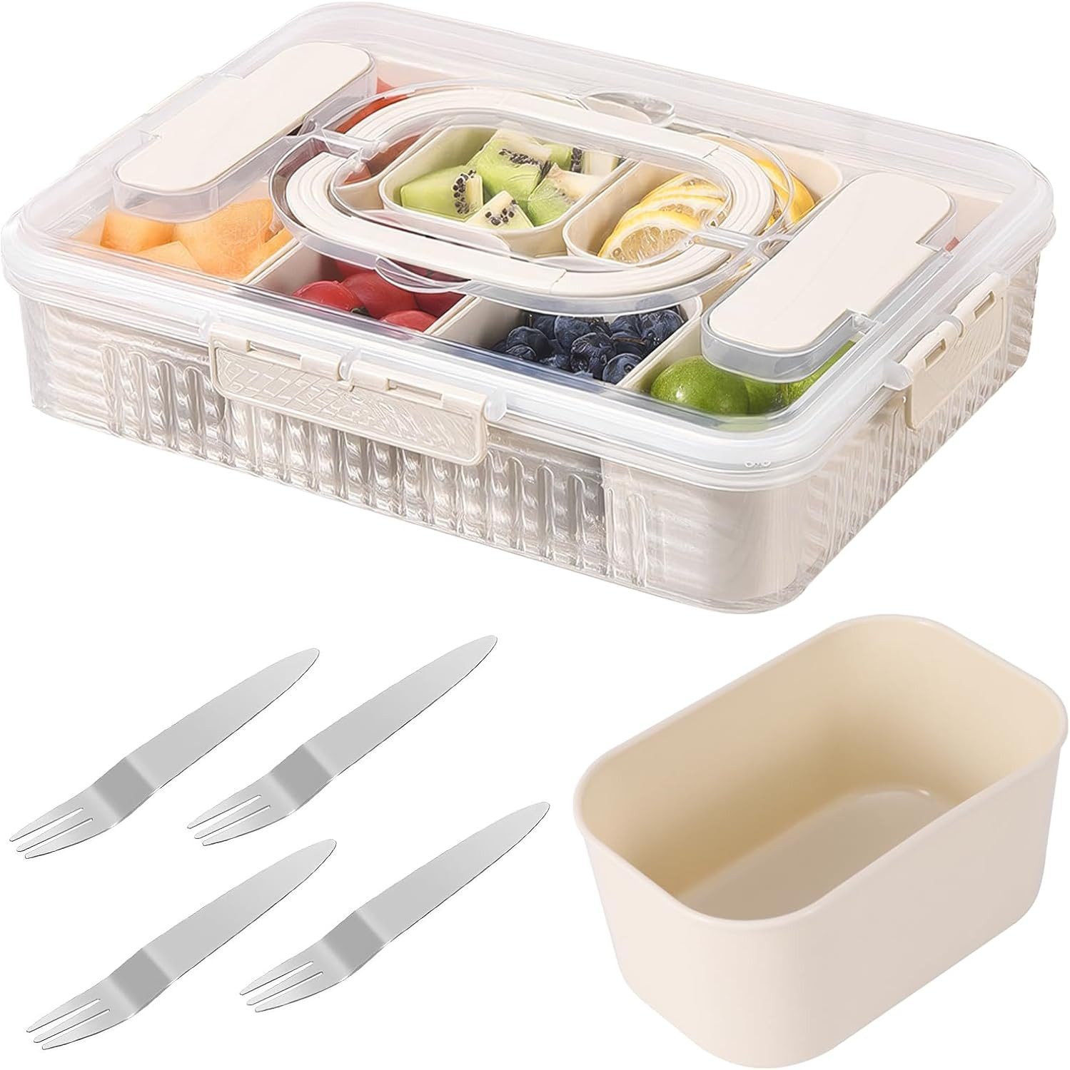 FELIXLEO Frischhaltedose Snackbox mit 8 Fächern Snackdose mit Deckel Tragbar Obst Nüsse, (1-tlg)