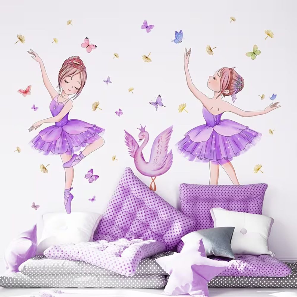 Montegoni Wandsticker Ballett Mädchen & Schmetterlinge Prinzessin Schwan (Künstlerische Wanddeko für Kinderzimmer, Mädchenzimmer Wandtattoo), selbstklebend – Bild 4 von 5
