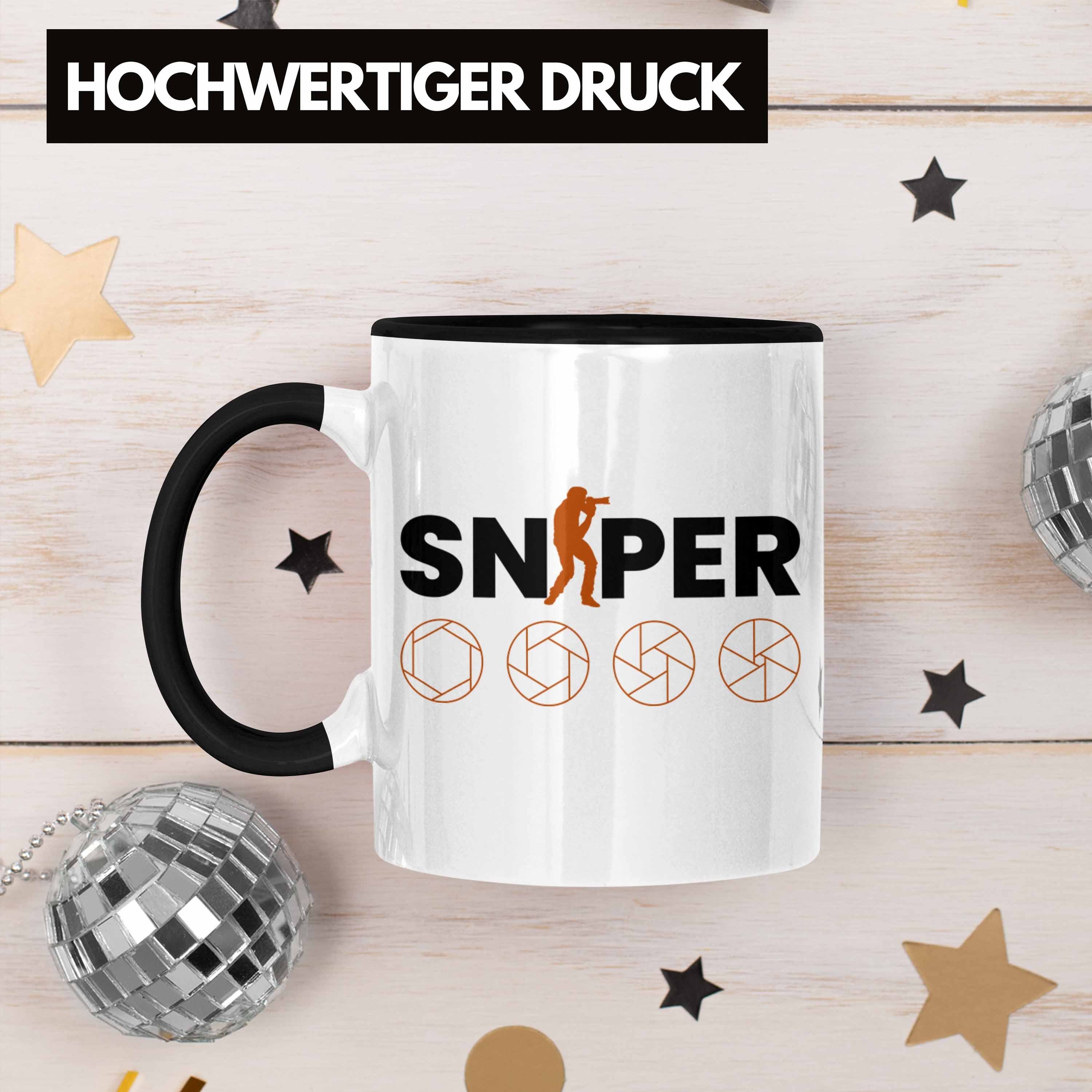 Schwarz Tasse Geschenk Sniper Trendation Fotograf Tasse