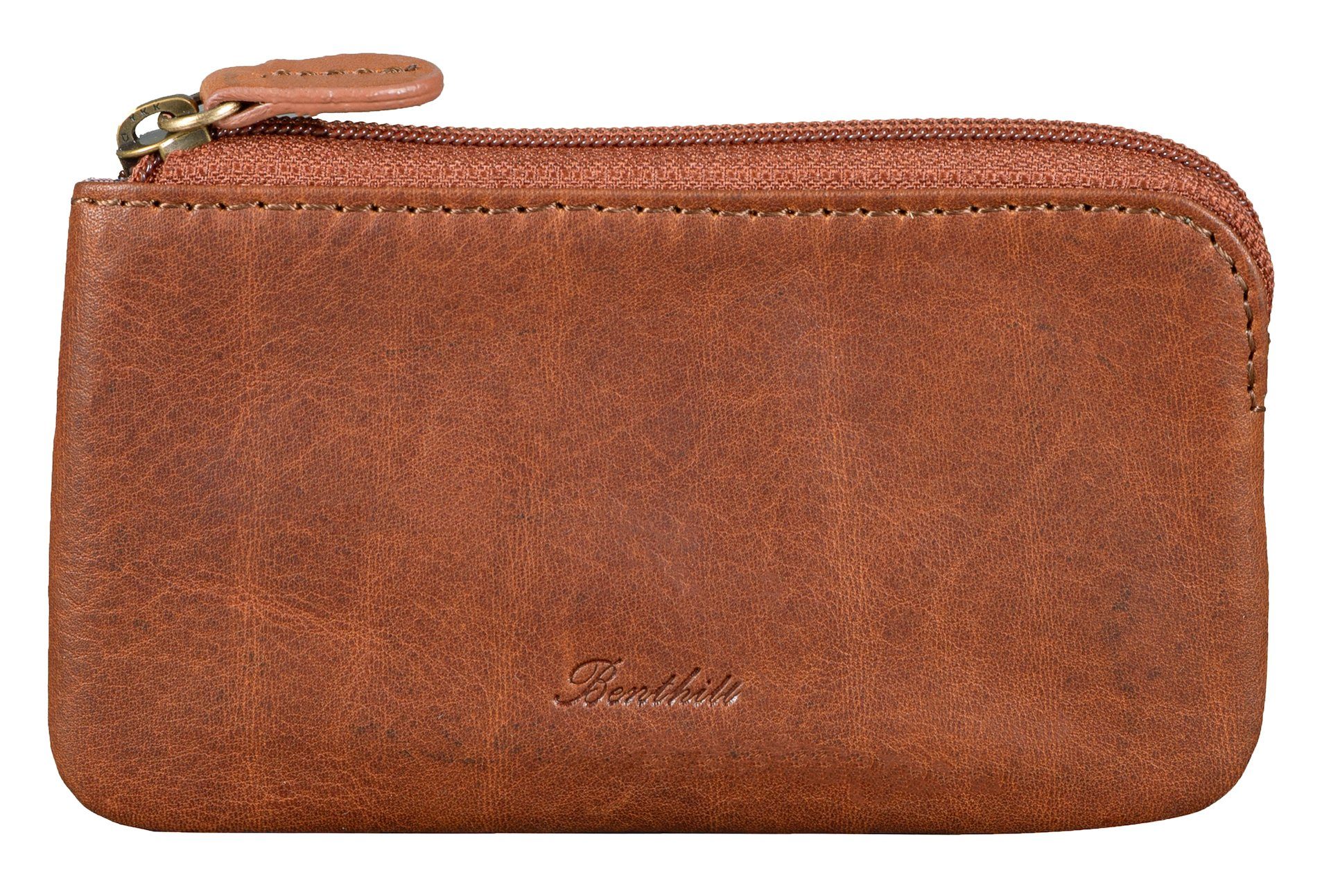 Benthill Schlüsseltasche Echt-Leder Klassisches Schlüsseletui Damen & Herren Münzbörse, Münzfach Reißverschlussfach