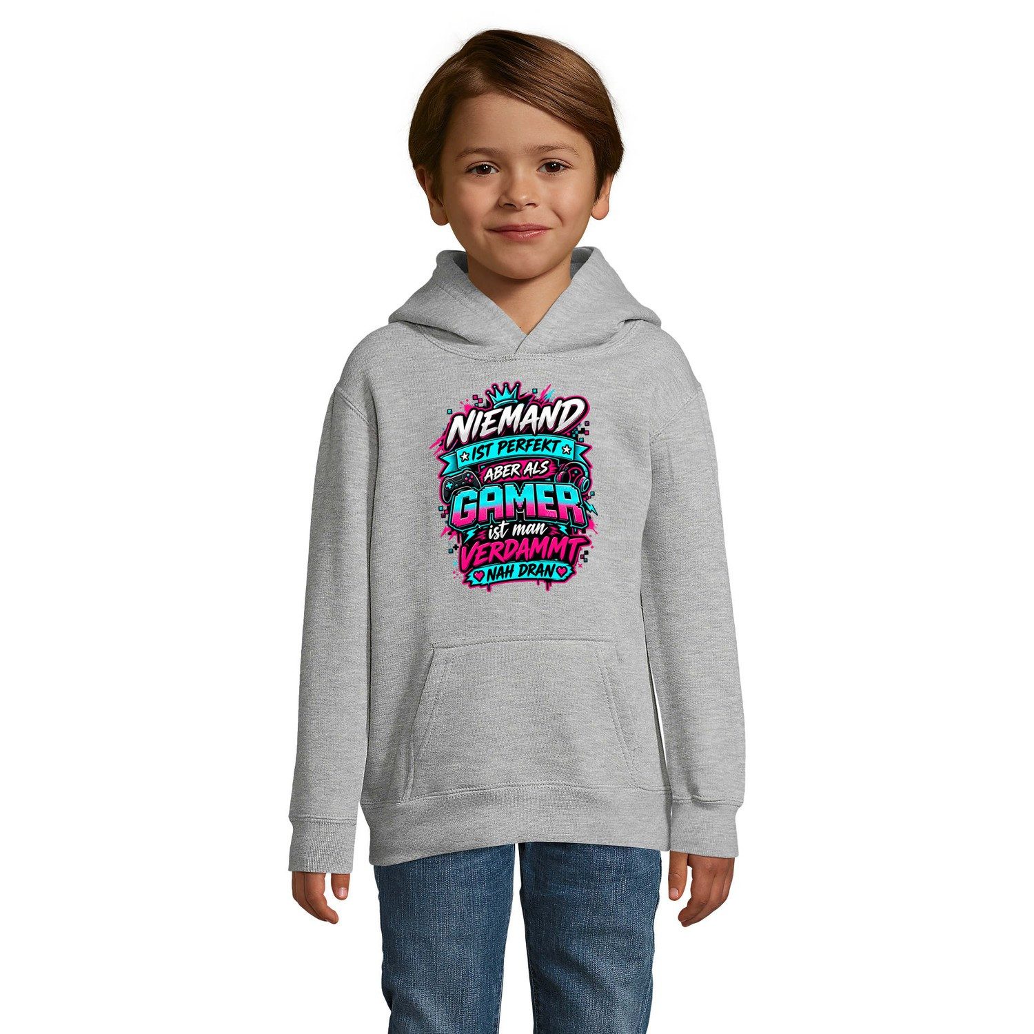 Blondie & Brownie Hoodie Gamer Perfekt Kinder Hoodie Gaming Print Gamer Spruch Gamepad Headset (Einzelartikel, Einzelartikel) GamerPerfekt Kinder Hoodie Gaming