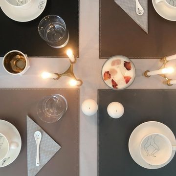 Platzset, adorist, (1-St), Leder Tischset, Lederunterlage KANON rechteckig, schwarz (weiße Naht)