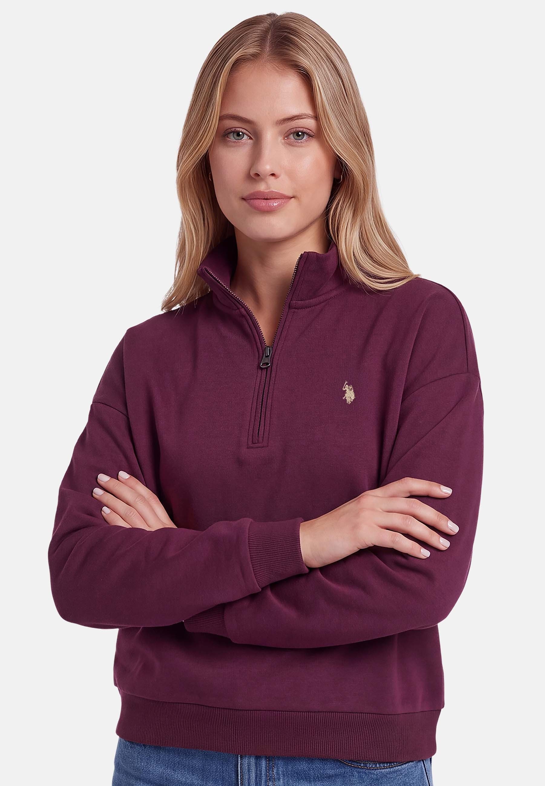 U.S. Polo Assn. Sweatshirt mit Stehkragen und gesticktem Brustlogo Weiches Damen-Sweatshirt mit Rippbündchen und normaler Passform – Bild 2 von 5