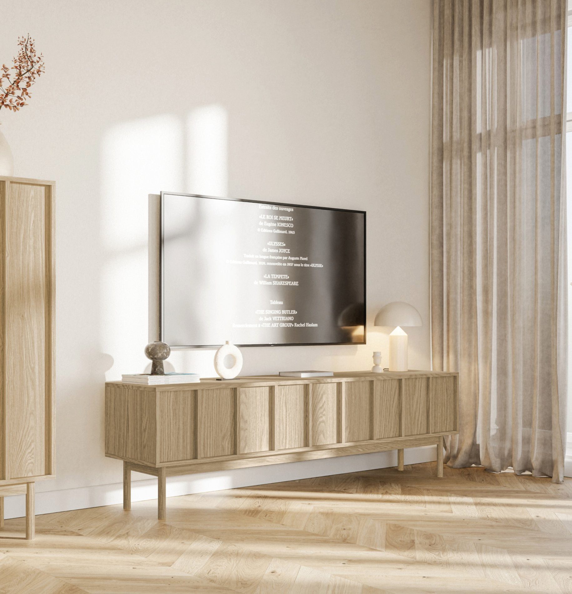Selsey TV-Schrank NEKSTO mit Schubladen und Holzfüßen, 170 cm