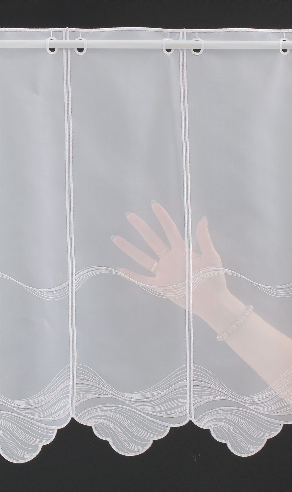Gardinen Kranzusch Scheibengardine bestickte Welle (1 St), Stangendurchzug, transparent, Stablöcher,transparent